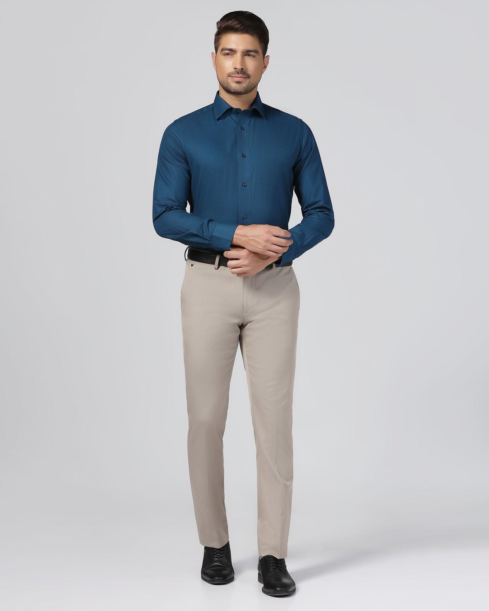 Formal Teal Textured Shirt - Burdy