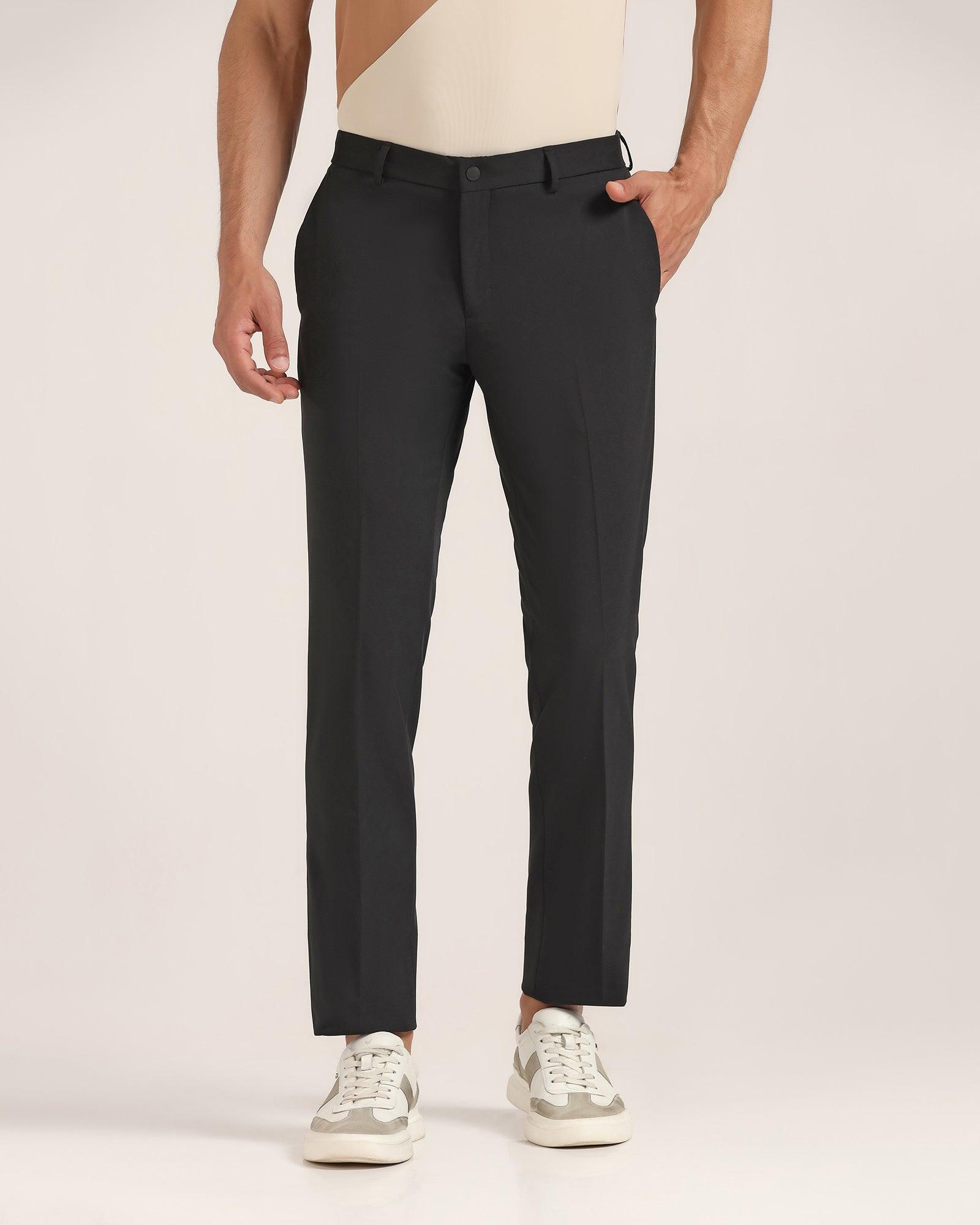 Slim Fit B-91 Formal Black Solid Trouser - Dean - Blackberrys