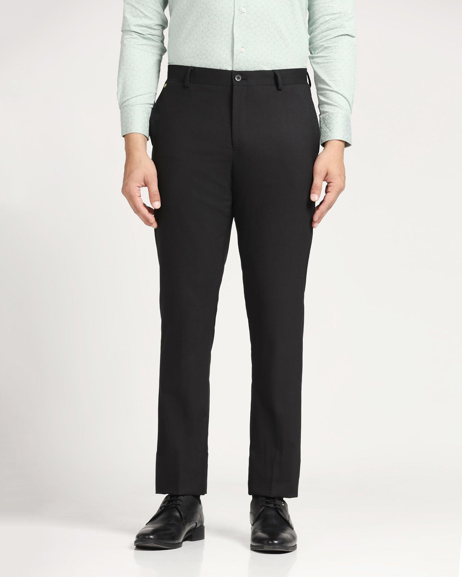 Luxe Slim Comfort B-95 Formal Black Solid Trouser - Meter - Blackberrys