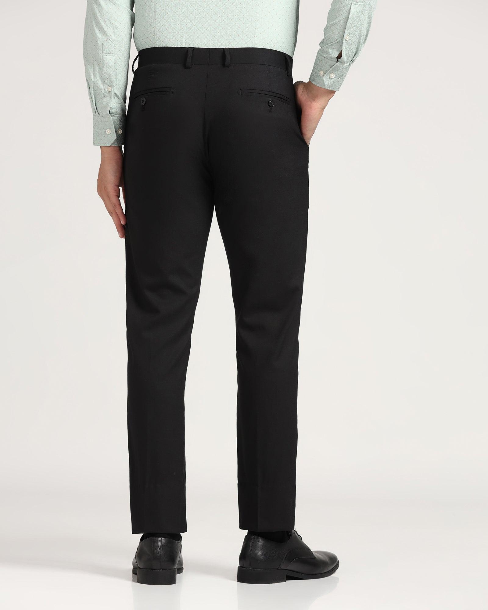 Luxe Slim Comfort B-95 Formal Black Solid Trouser - Meter - Blackberrys