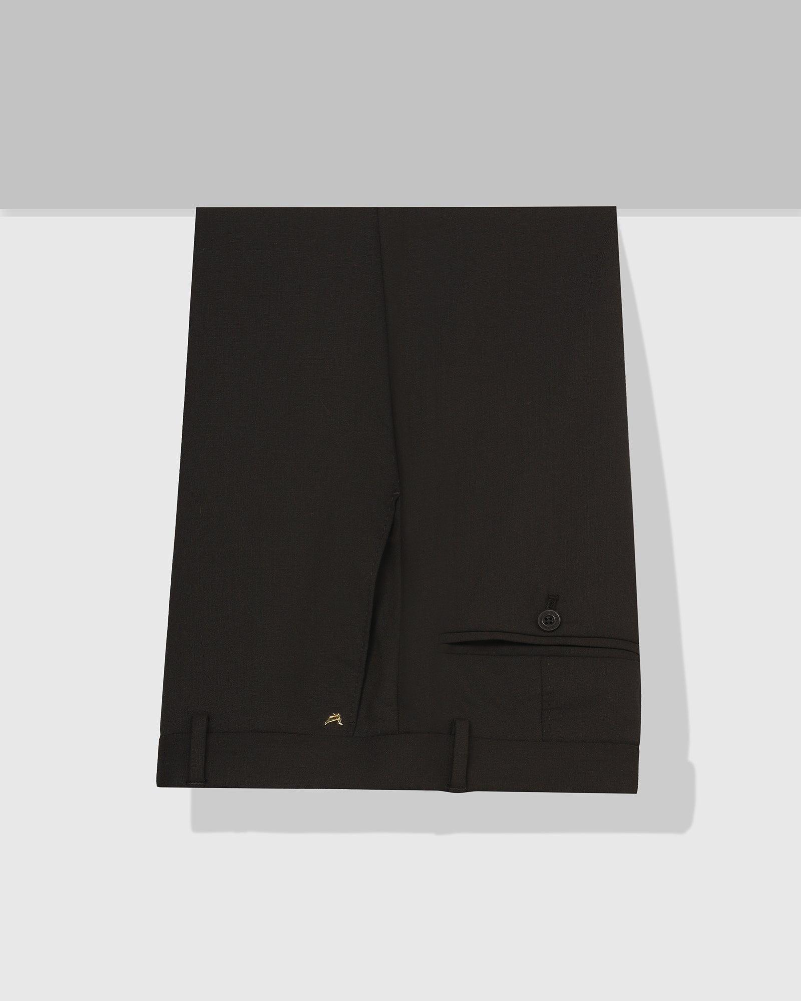 Luxe Slim Comfort B-95 Formal Black Solid Trouser - Meter - Blackberrys