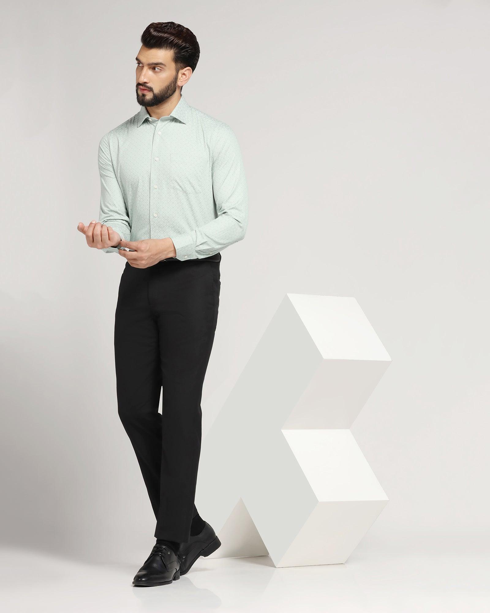 Luxe Slim Comfort B-95 Formal Black Solid Trouser - Meter - Blackberrys