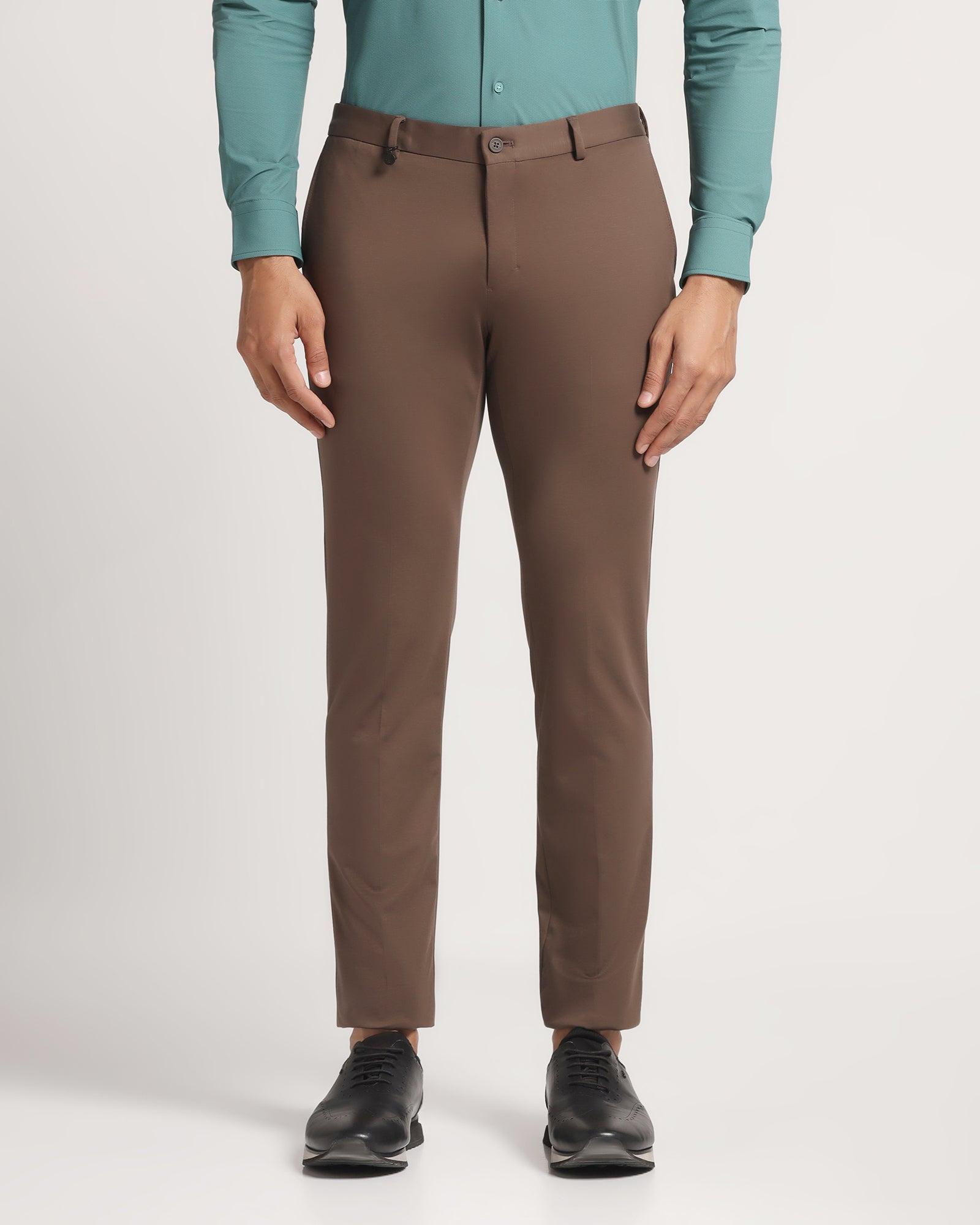 TechPro Slim Fit B-91 Formal Brown Solid Trouser - Explorer - Blackberrys