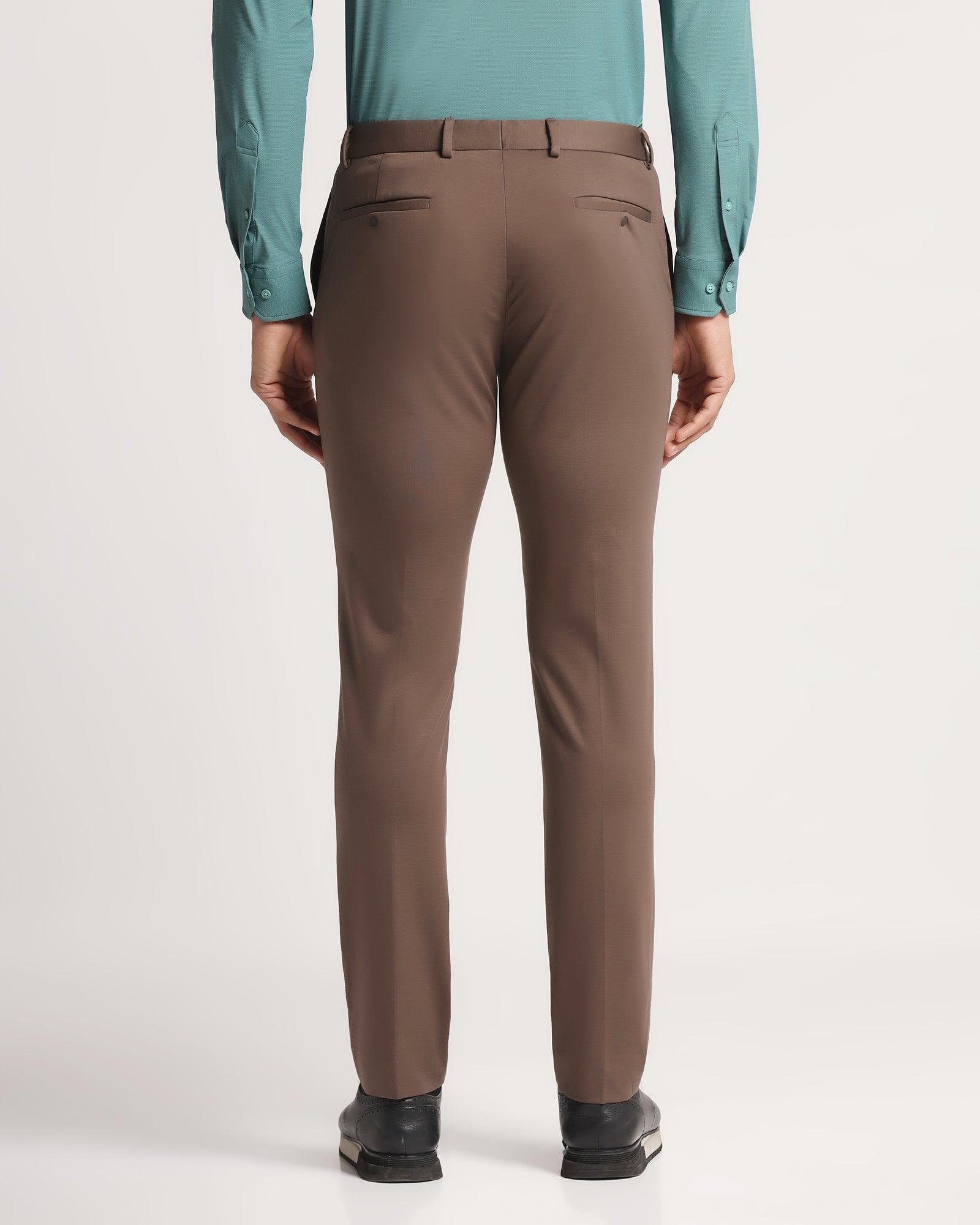 TechPro Slim Fit B-91 Formal Brown Solid Trouser - Explorer - Blackberrys