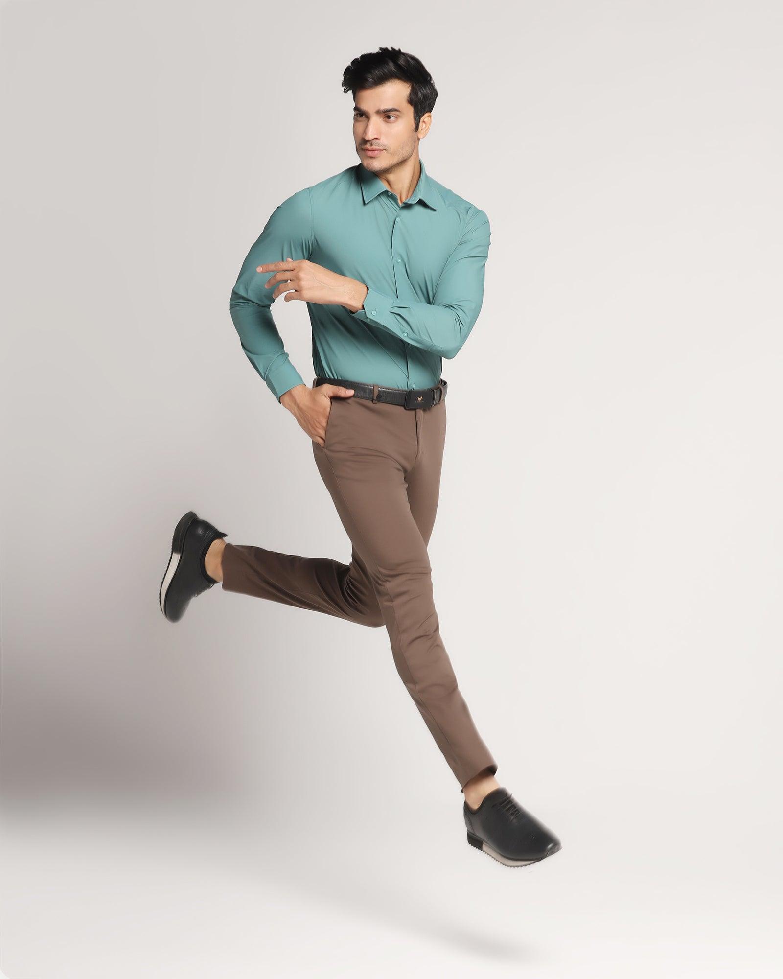 TechPro Slim Fit B-91 Formal Brown Solid Trouser - Explorer - Blackberrys