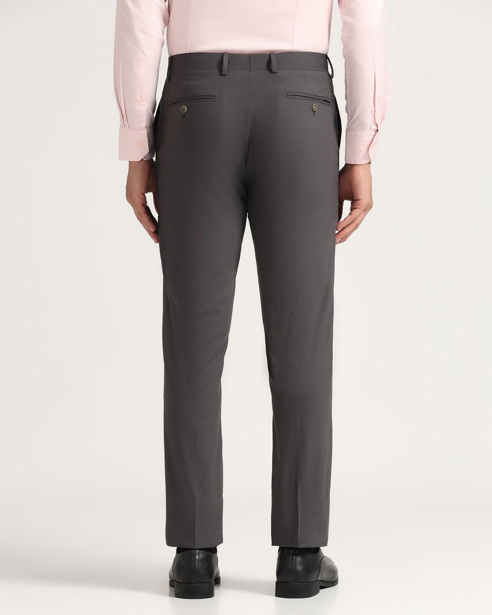 Luxe Slim Comfort B-95 Formal Grey Solid Trouser - Meter - Blackberrys