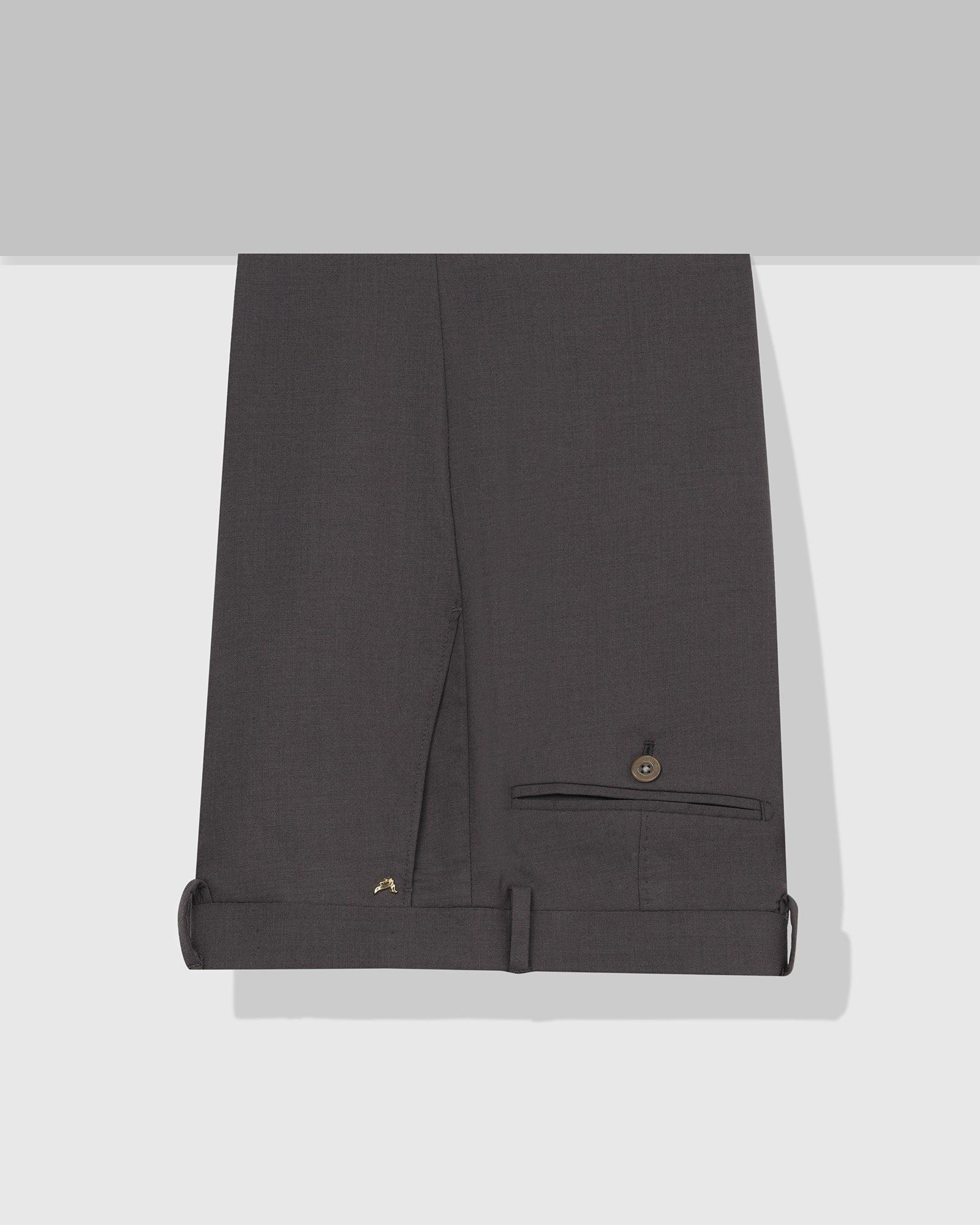 Luxe Slim Comfort B-95 Formal Grey Solid Trouser - Meter - Blackberrys