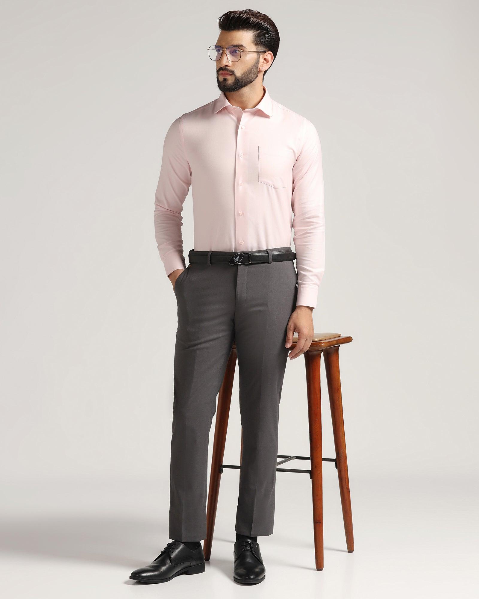 Luxe Slim Comfort B-95 Formal Grey Solid Trouser - Meter - Blackberrys