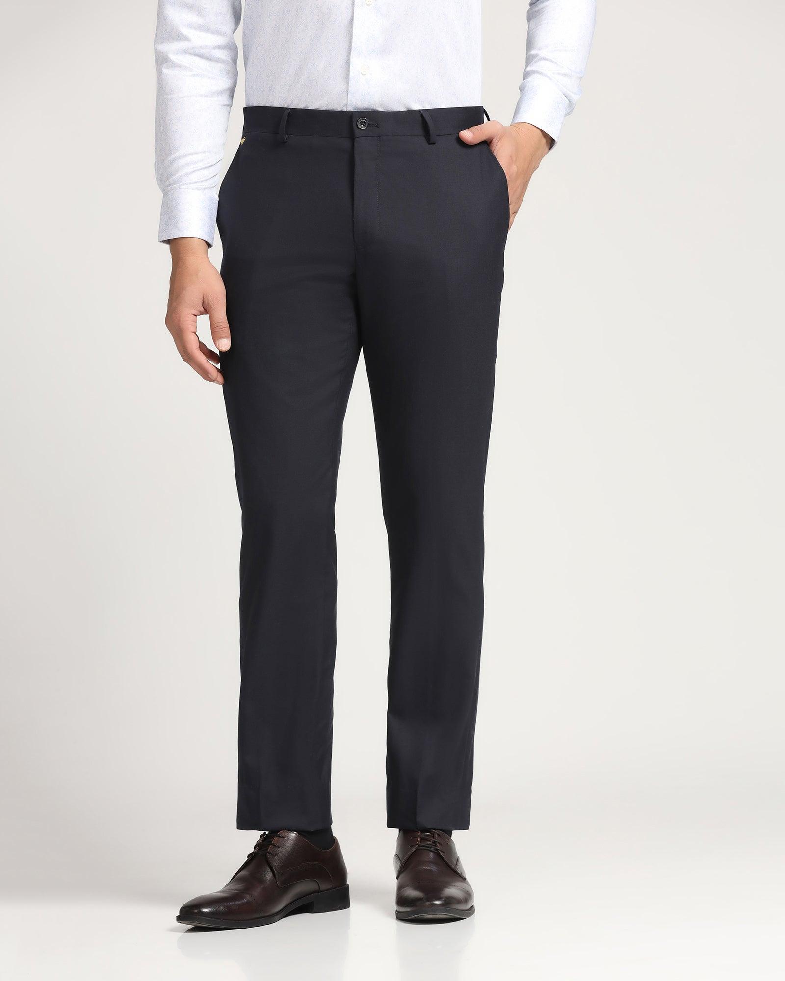 Luxe Slim Comfort B-95 Formal Navy Solid Trouser - Meter - Blackberrys