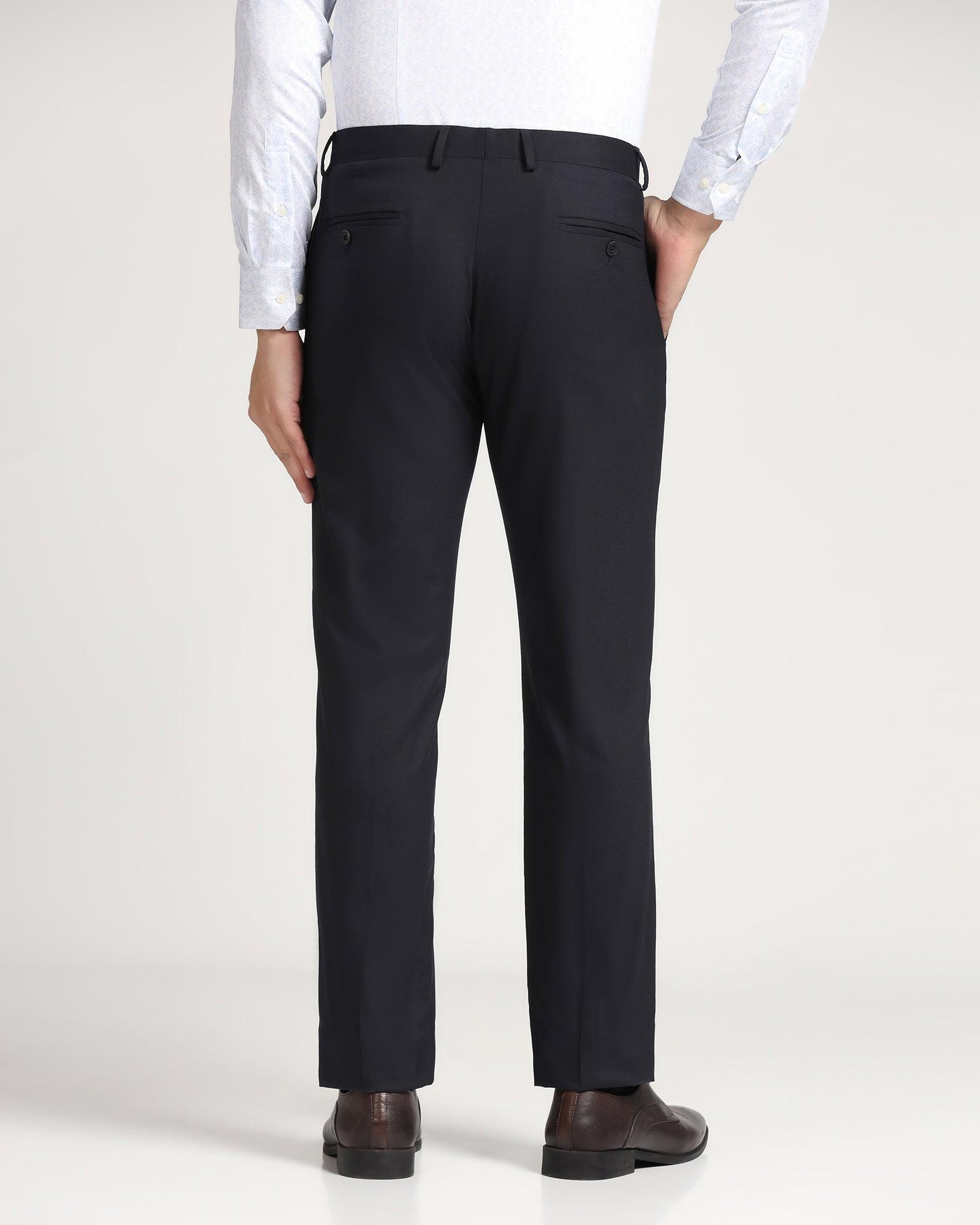 Luxe Slim Comfort B-95 Formal Navy Solid Trouser - Meter - Blackberrys