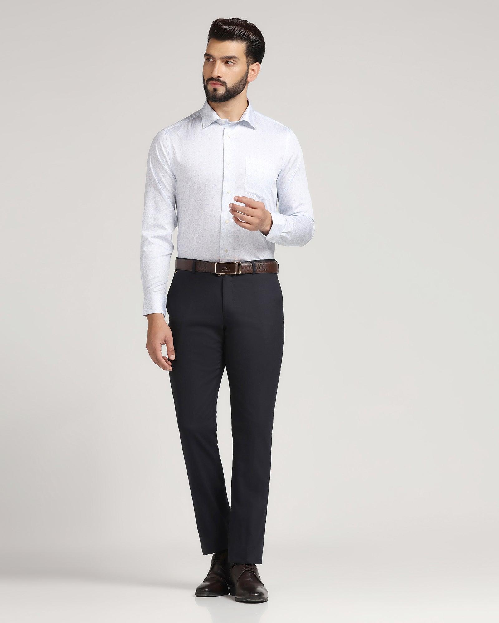 Luxe Slim Comfort B-95 Formal Navy Solid Trouser - Meter - Blackberrys