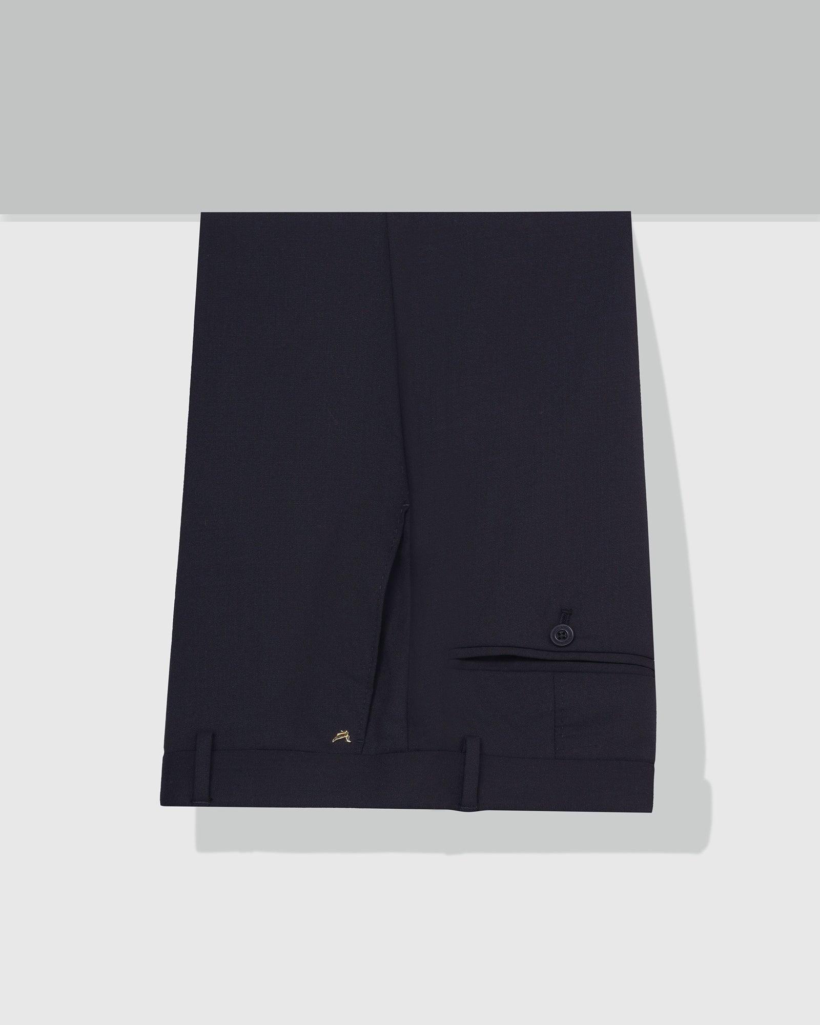 Luxe Slim Comfort B-95 Formal Navy Solid Trouser - Meter - Blackberrys