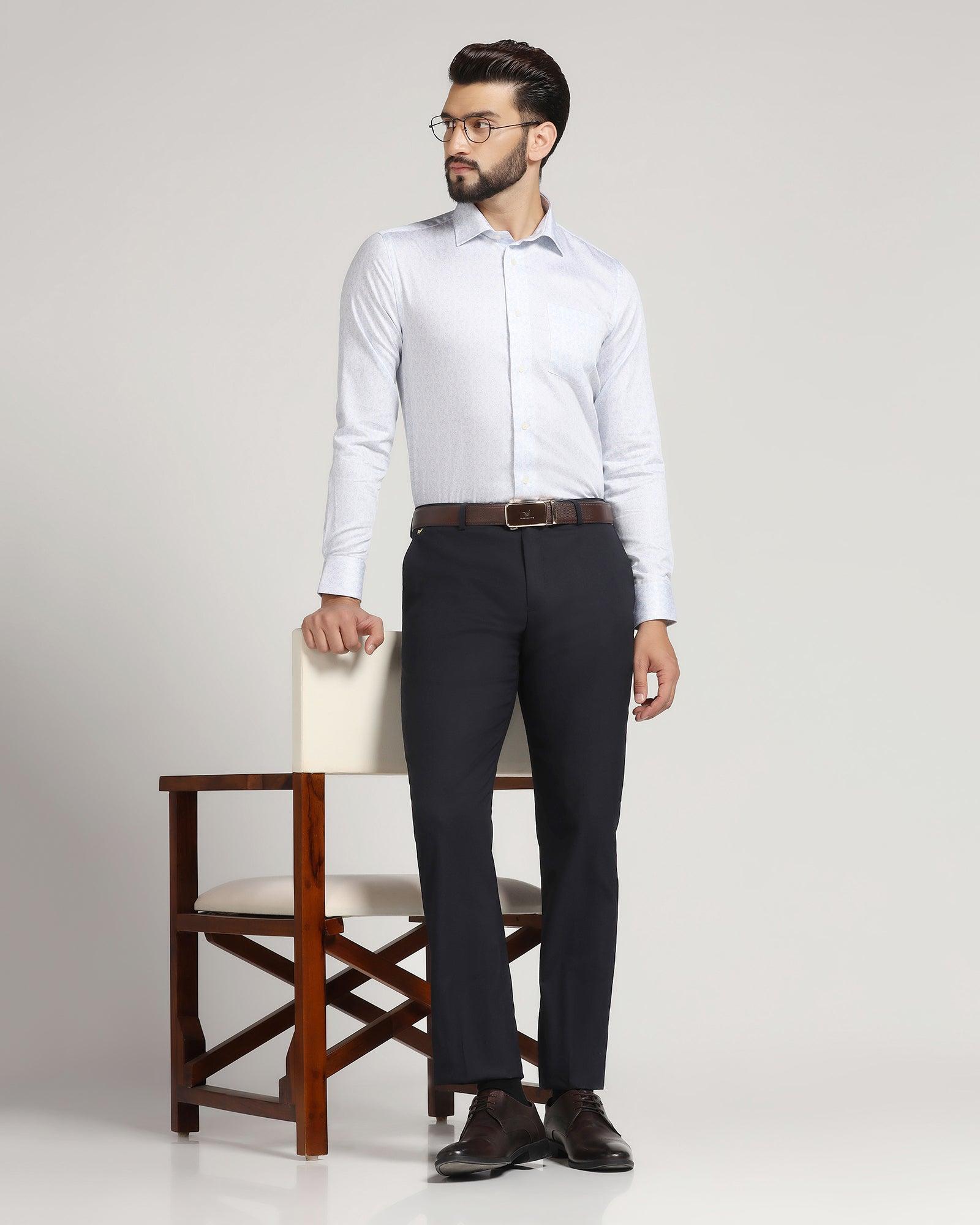 Luxe Slim Comfort B-95 Formal Navy Solid Trouser - Meter - Blackberrys