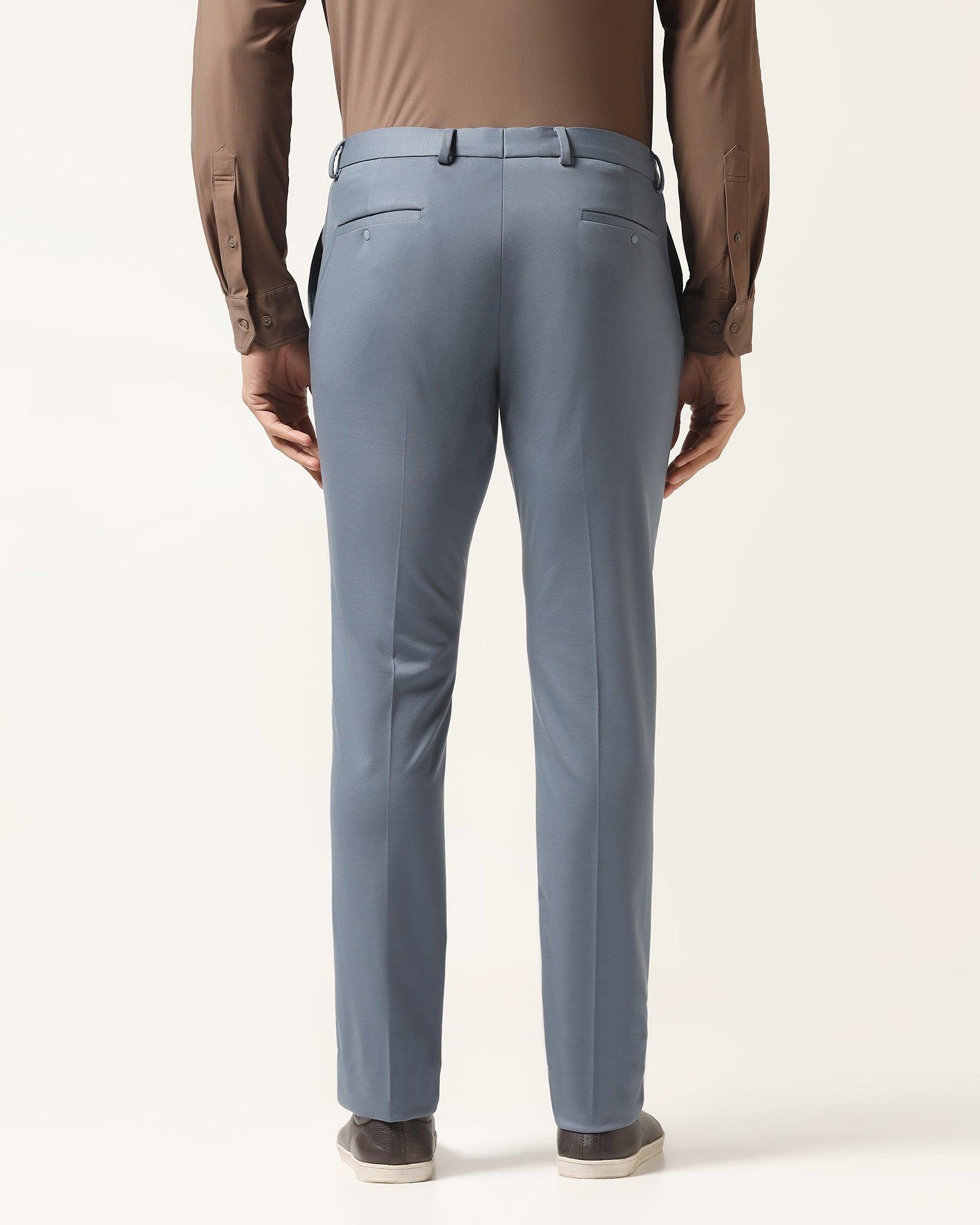 TechPro Slim Fit B-91 Formal Sky Blue Solid Trouser - Explorer - Blackberrys