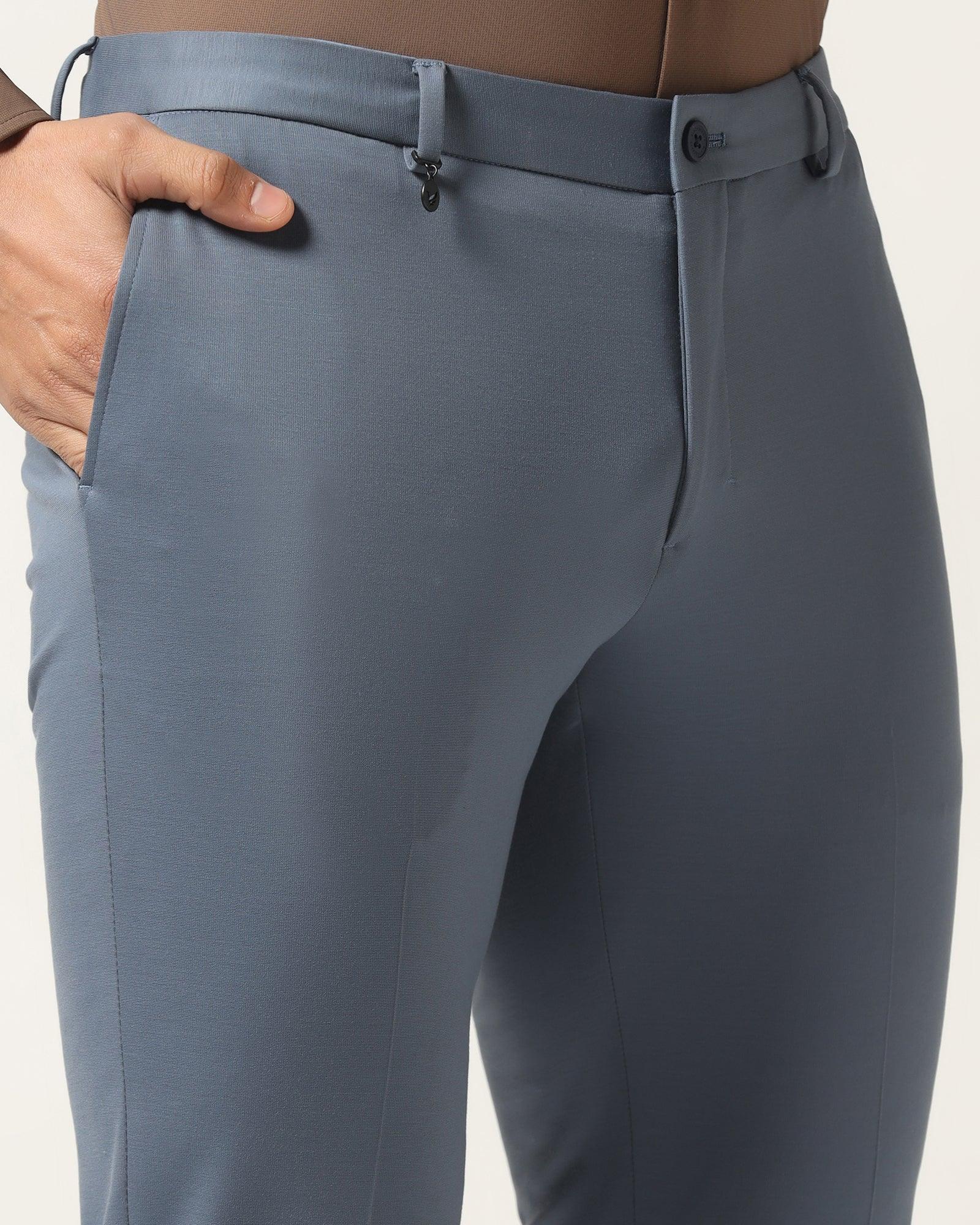 TechPro Slim Fit B-91 Formal Sky Blue Solid Trouser - Explorer - Blackberrys