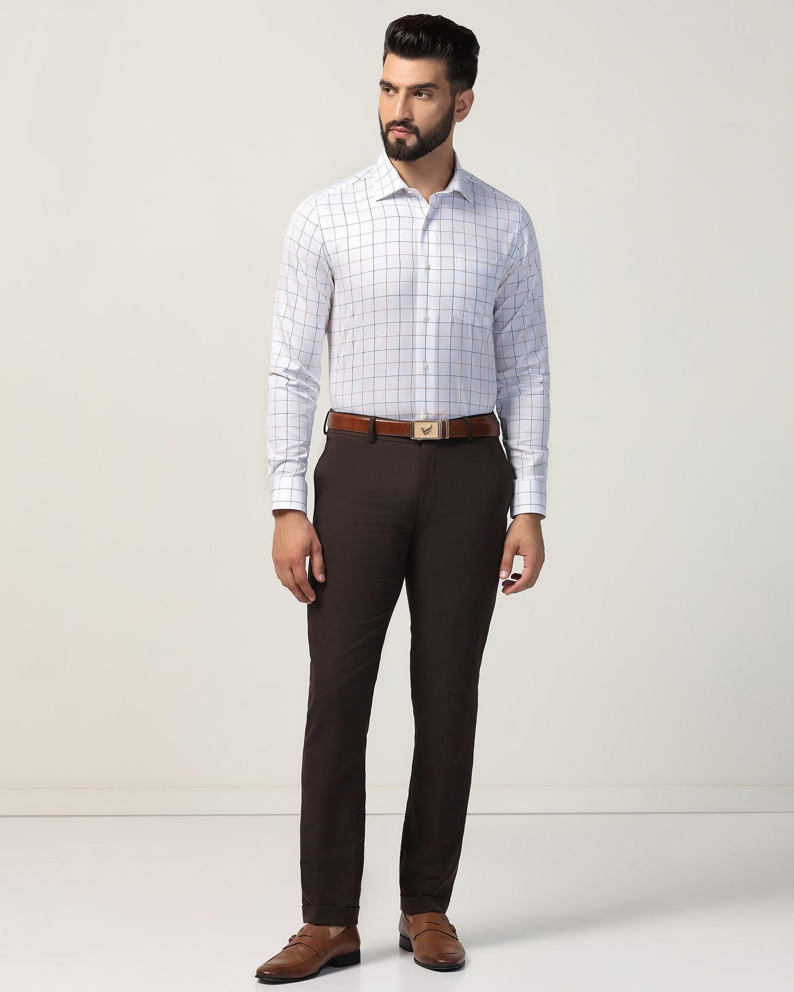 Non Iron Formal White Check Shirt - Boston