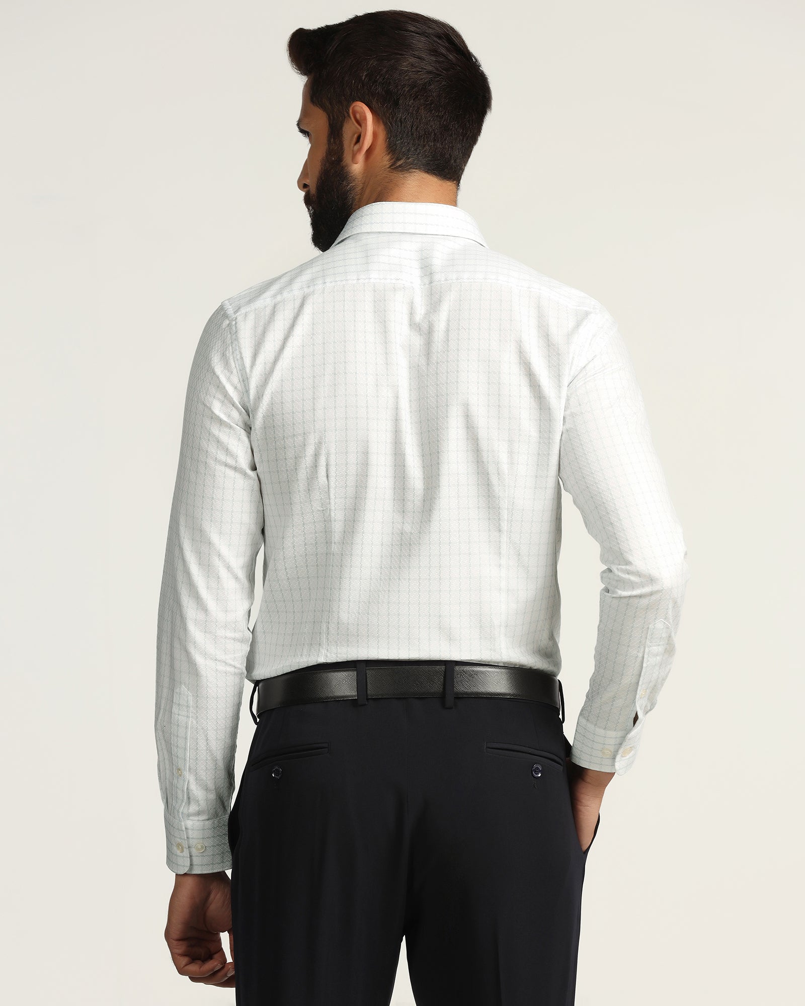 Formal White Check Shirt - Drone