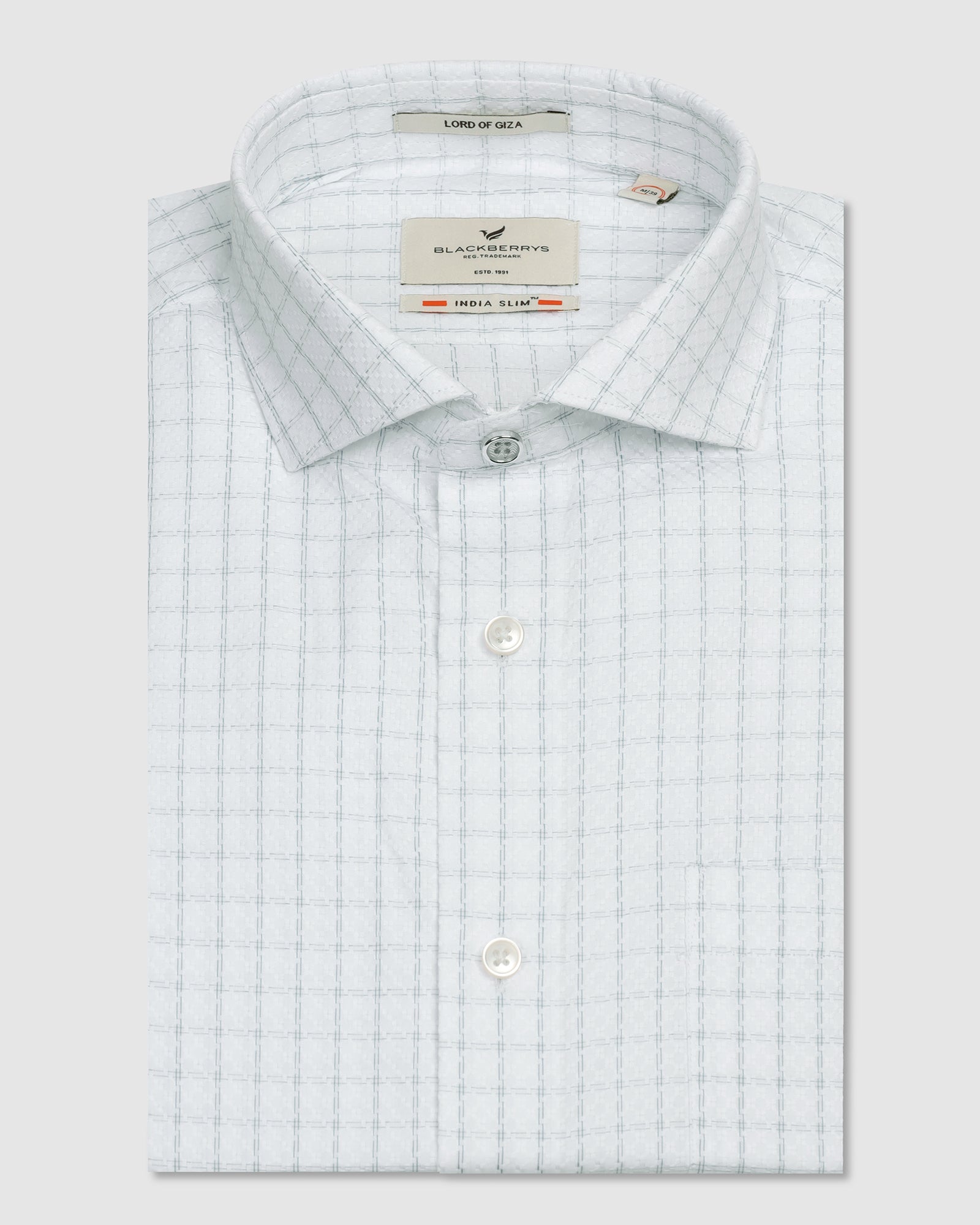 Formal White Check Shirt - Drone