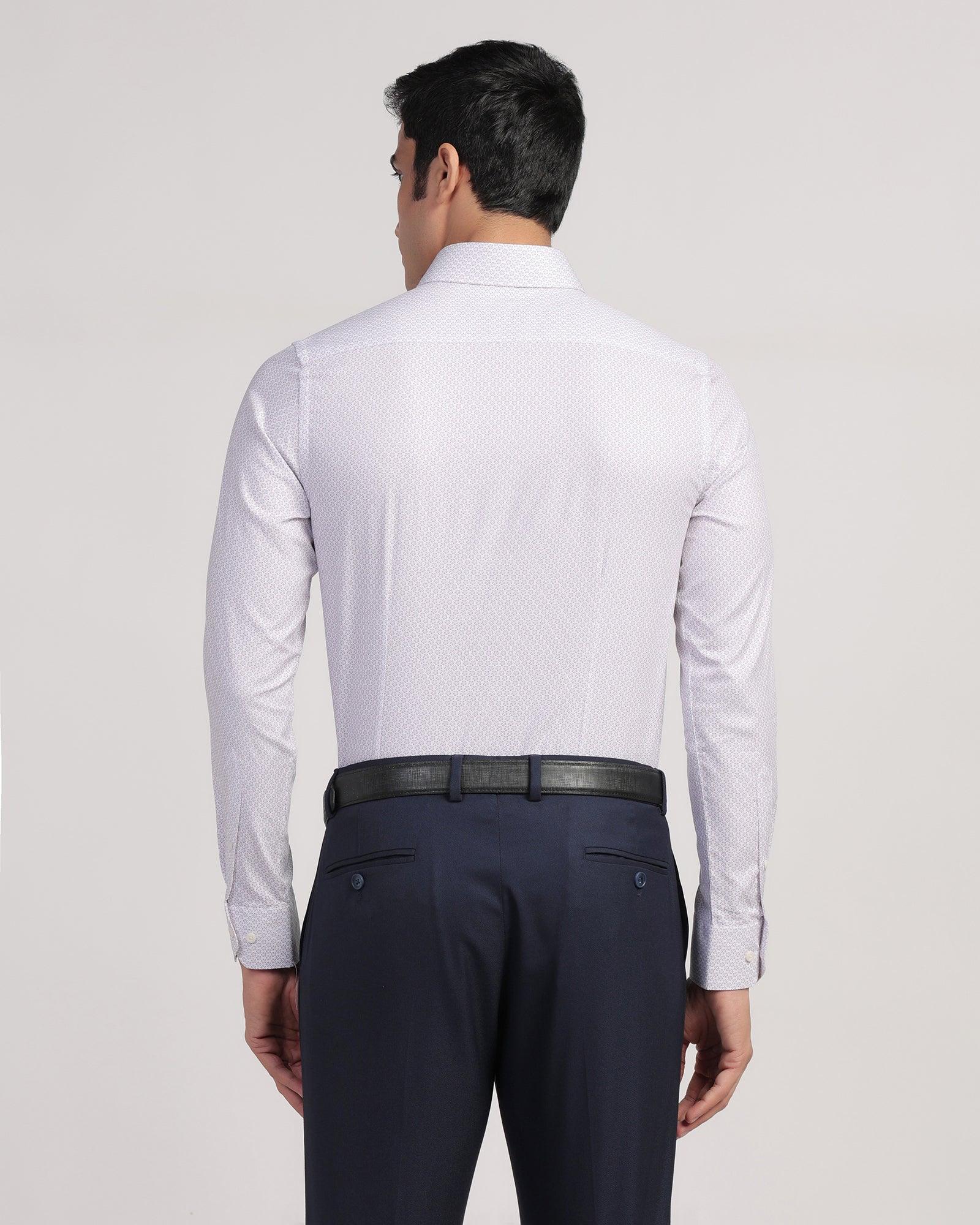 Formal White Printed Shirt - Lavic - Blackberrys