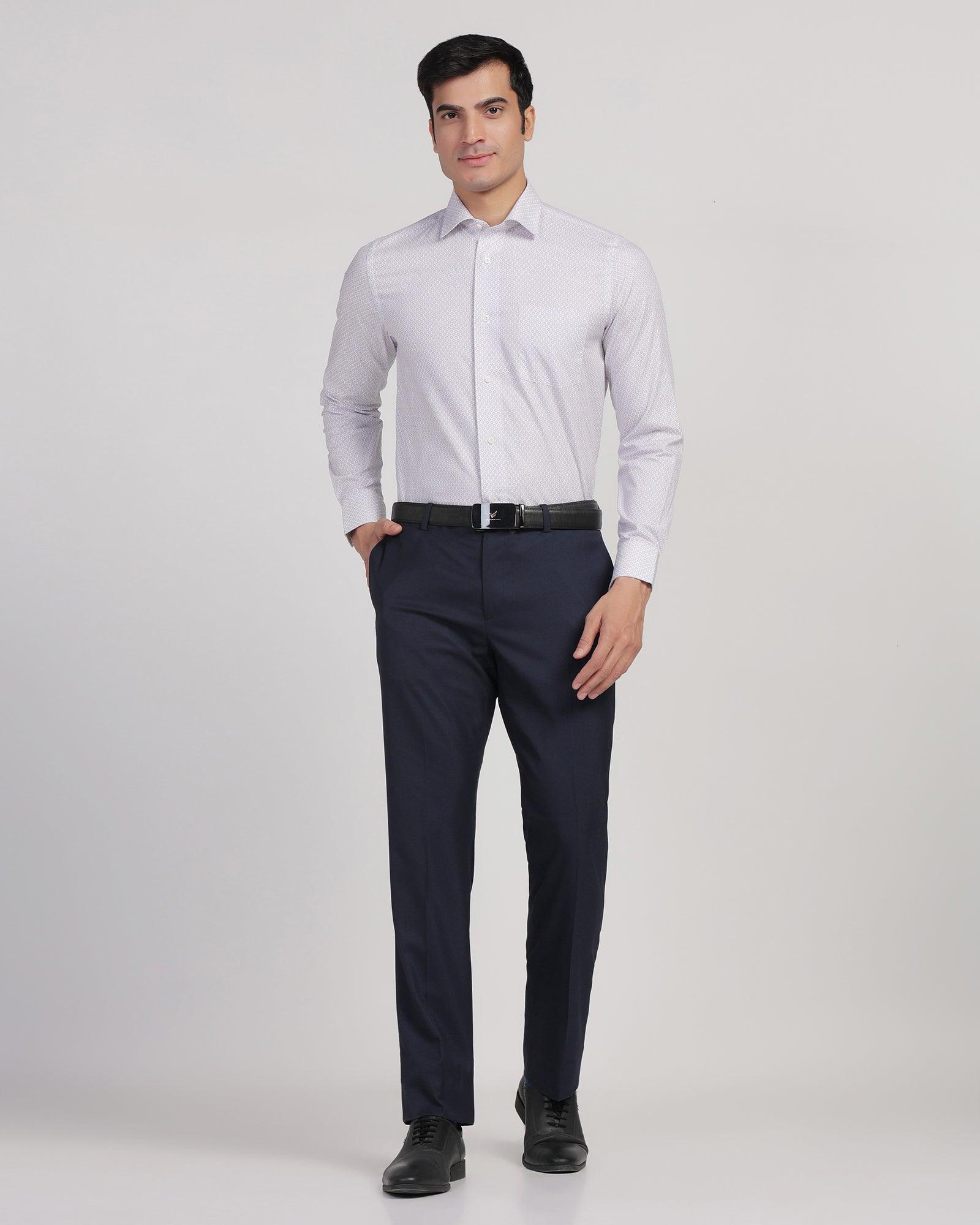 Formal White Printed Shirt - Lavic - Blackberrys