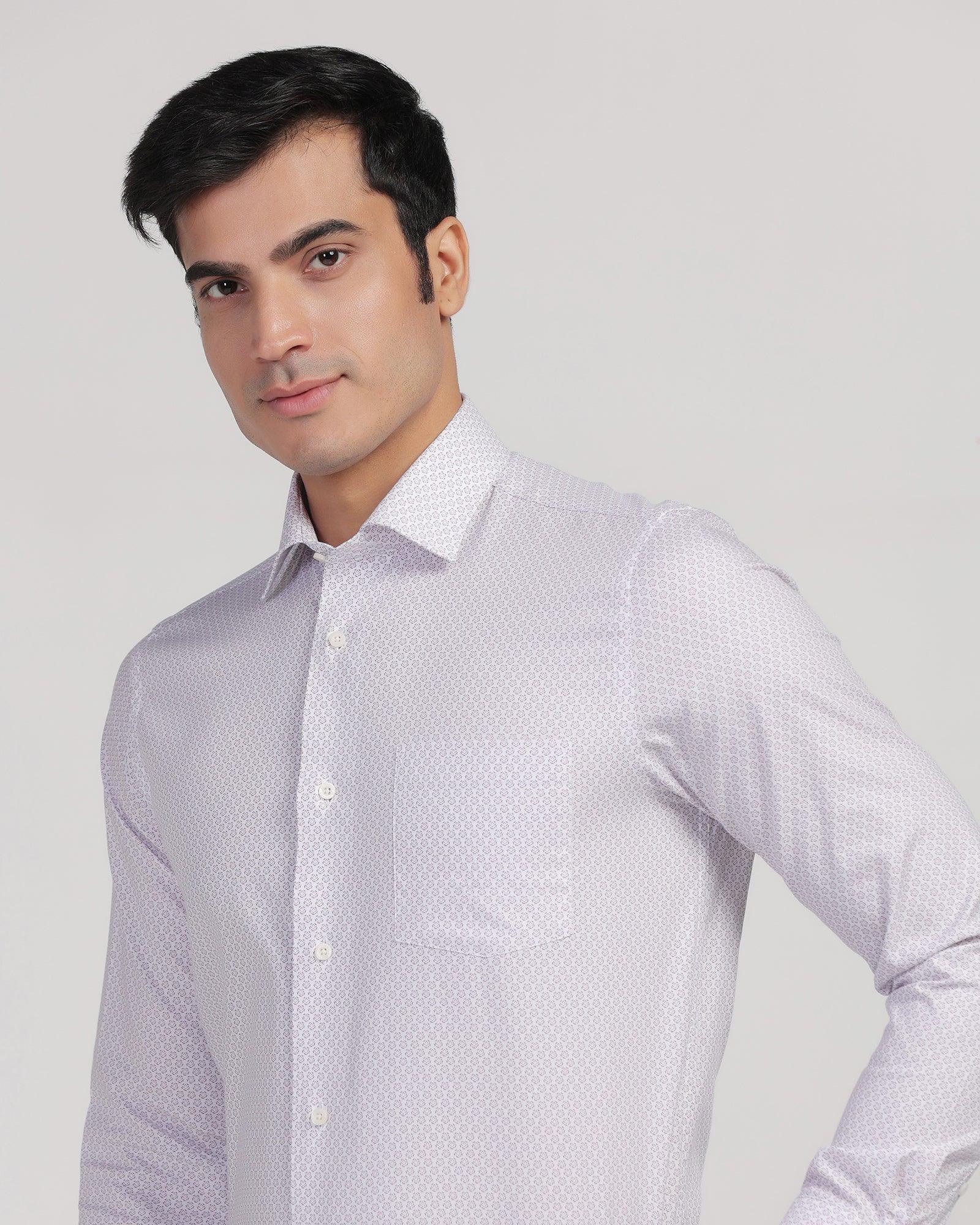 Formal White Printed Shirt - Lavic - Blackberrys