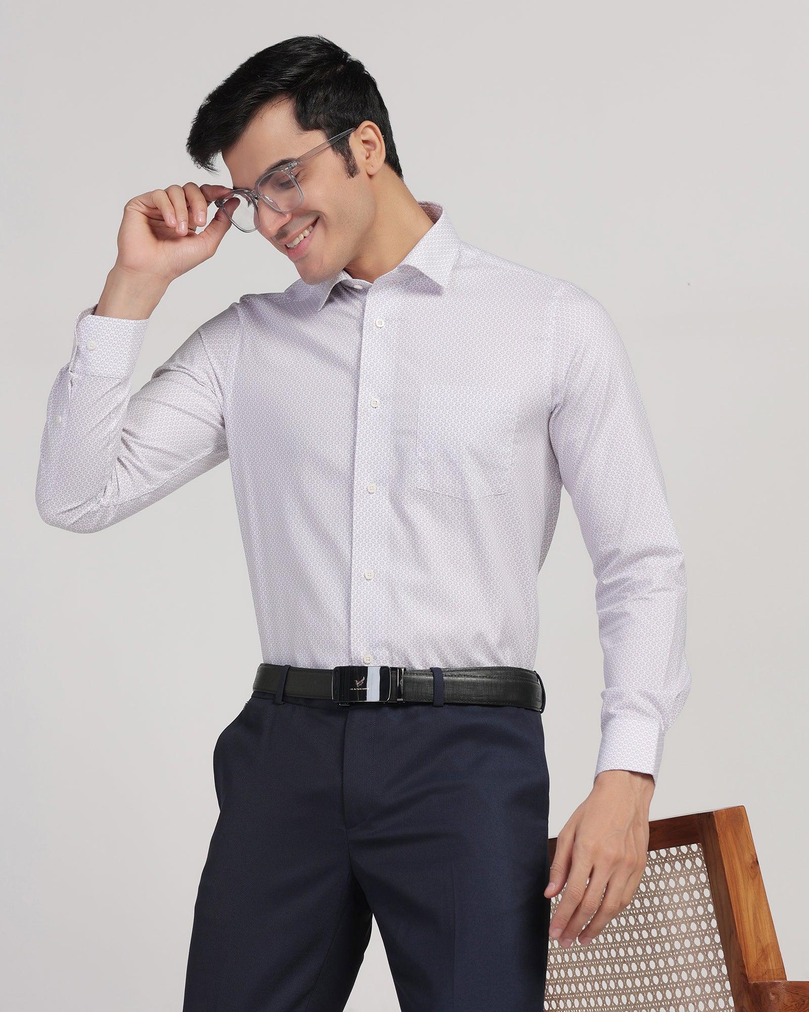 Formal White Printed Shirt - Lavic - Blackberrys