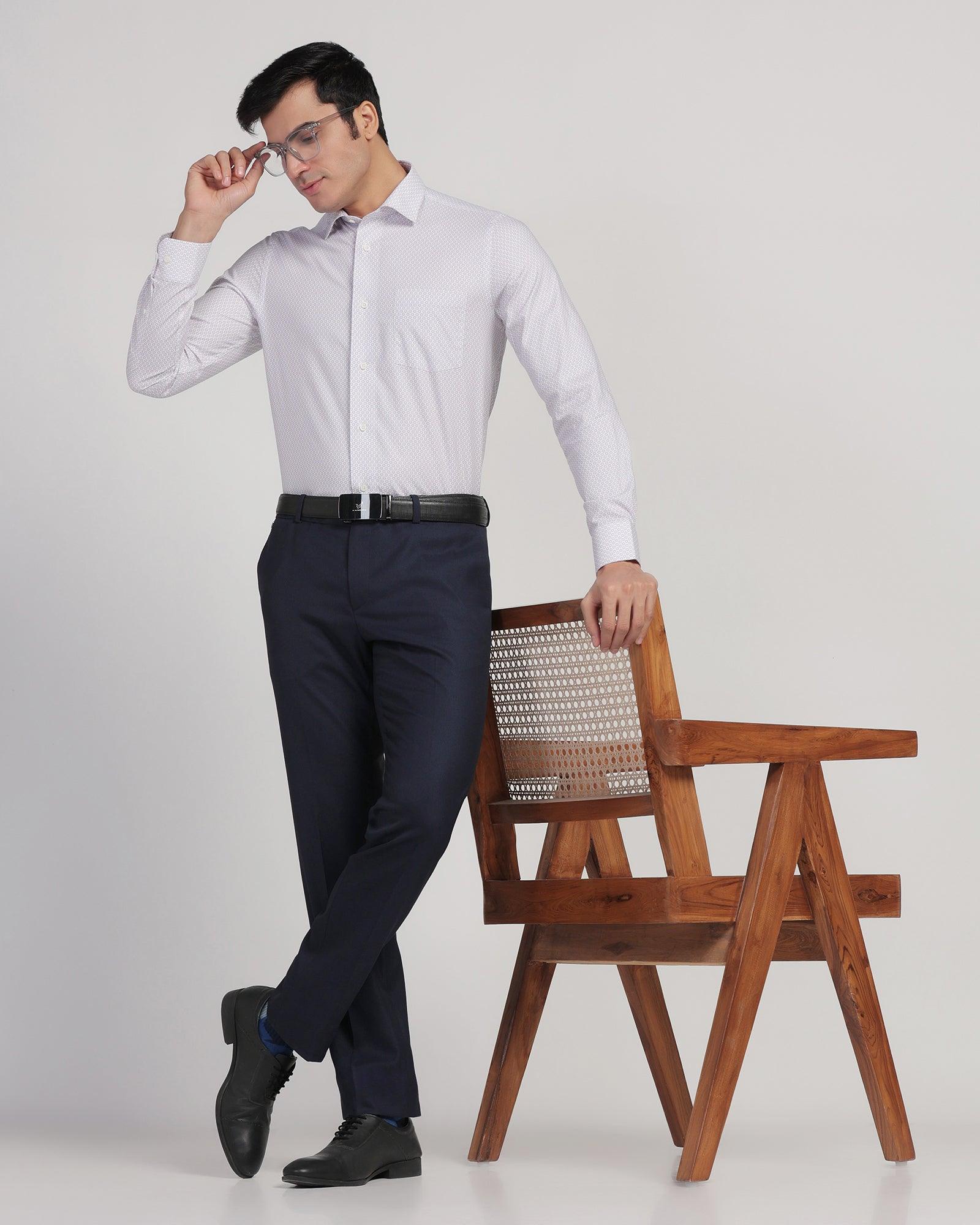 Formal White Printed Shirt - Lavic - Blackberrys