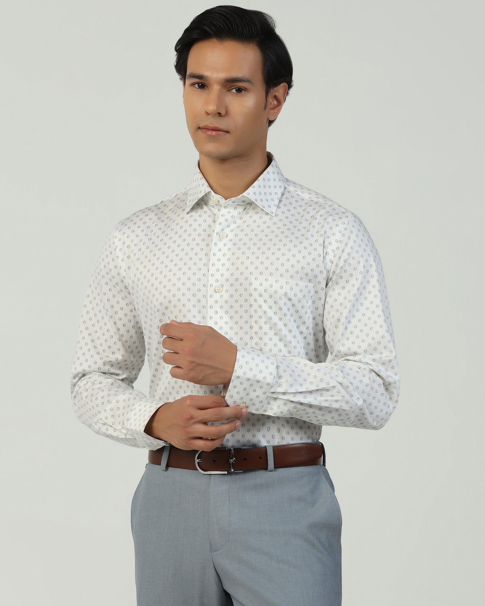 Formal White Printed Shirt - Title