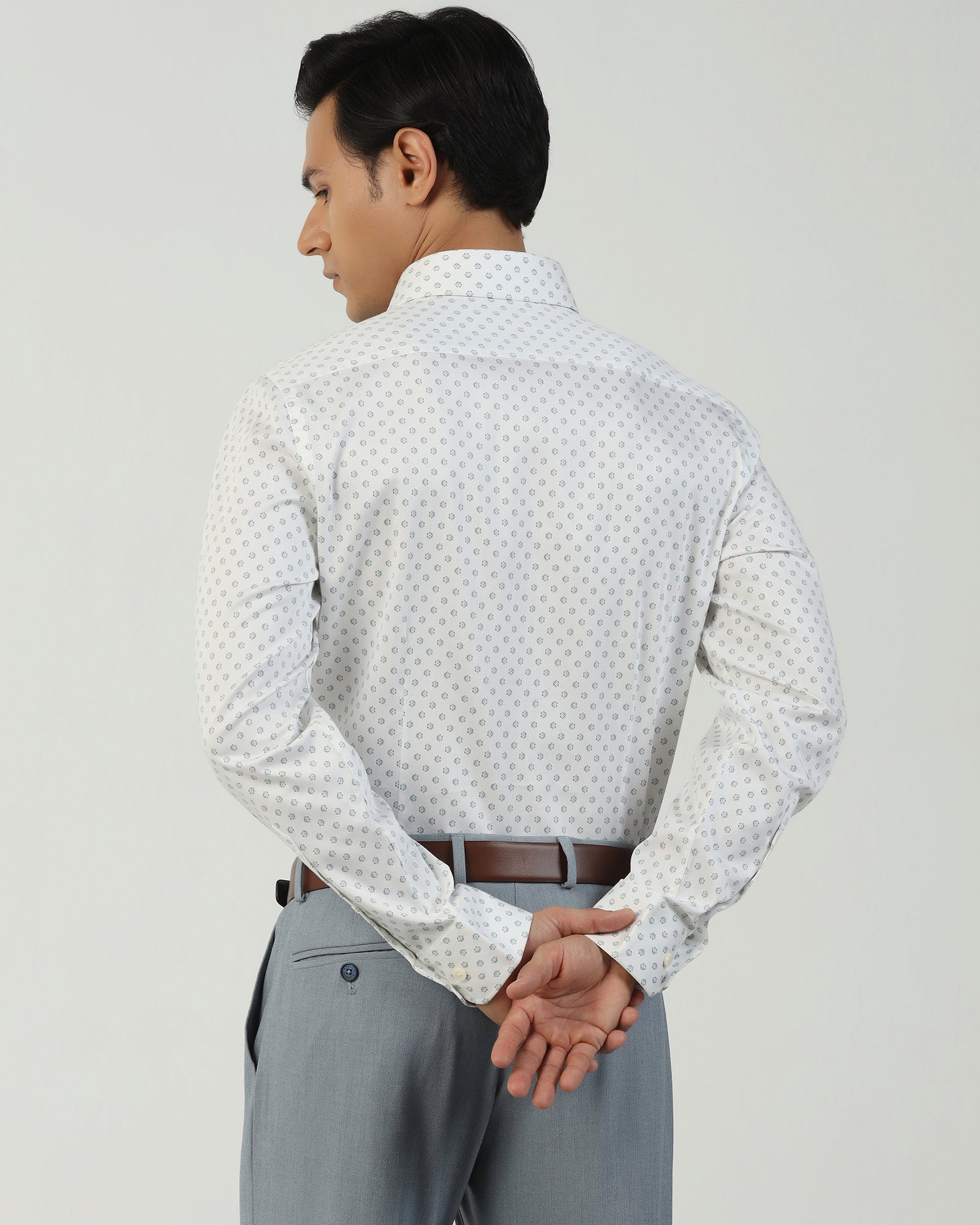 Formal White Printed Shirt - Title