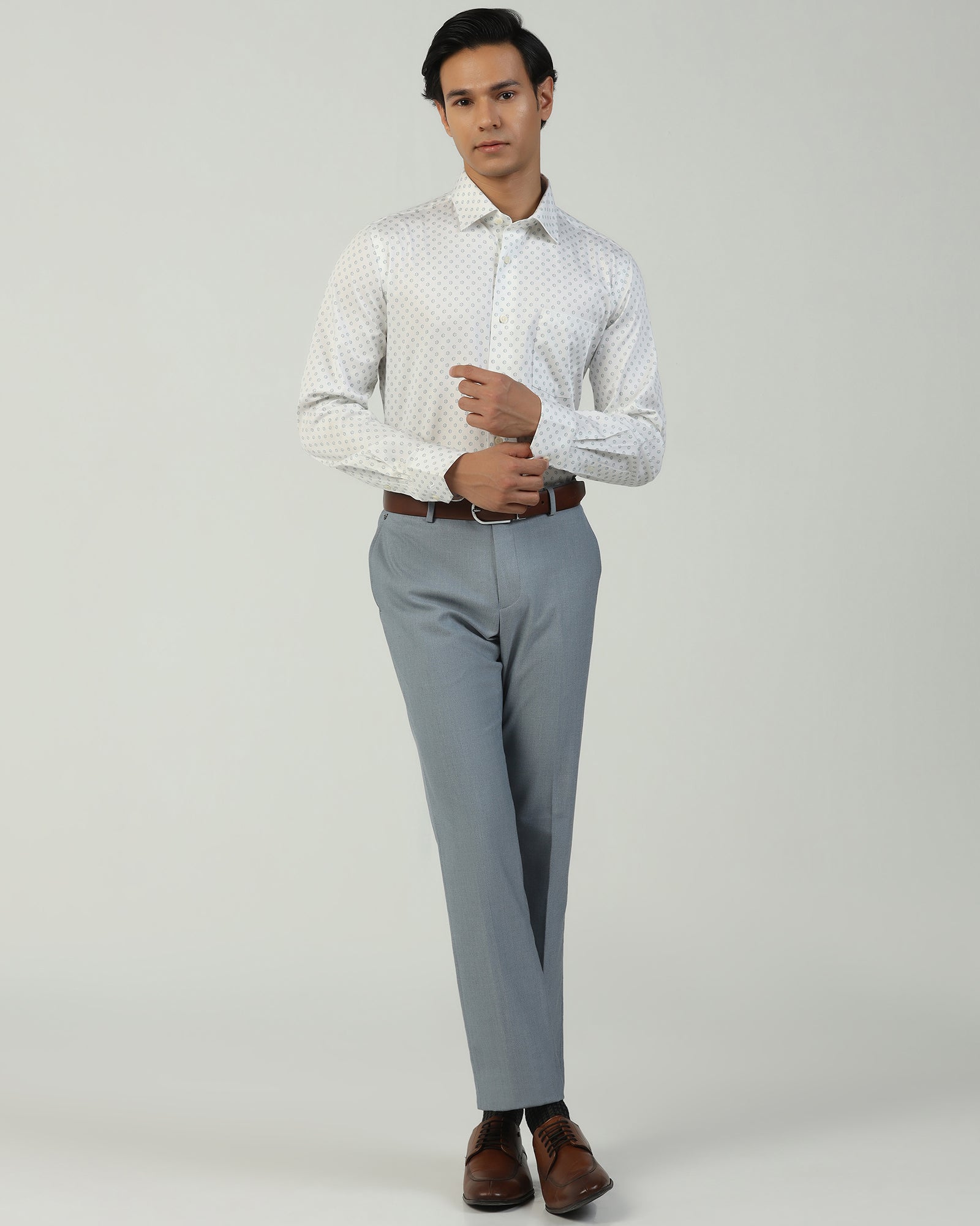 Formal White Printed Shirt - Title