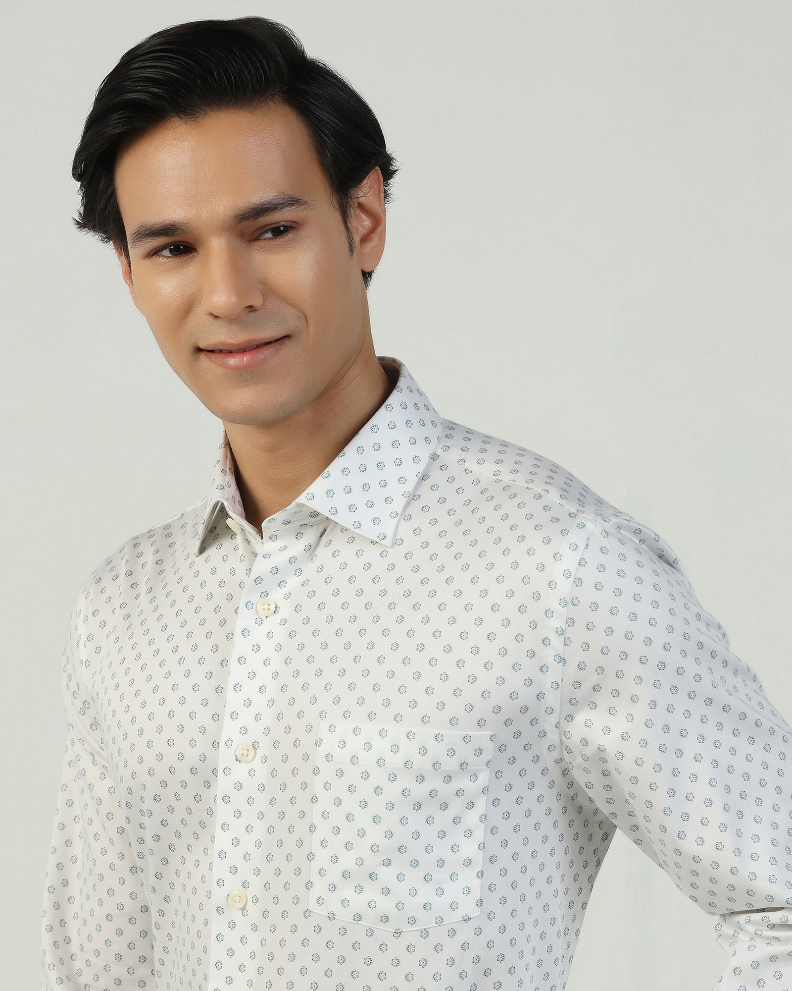 Formal White Printed Shirt - Title