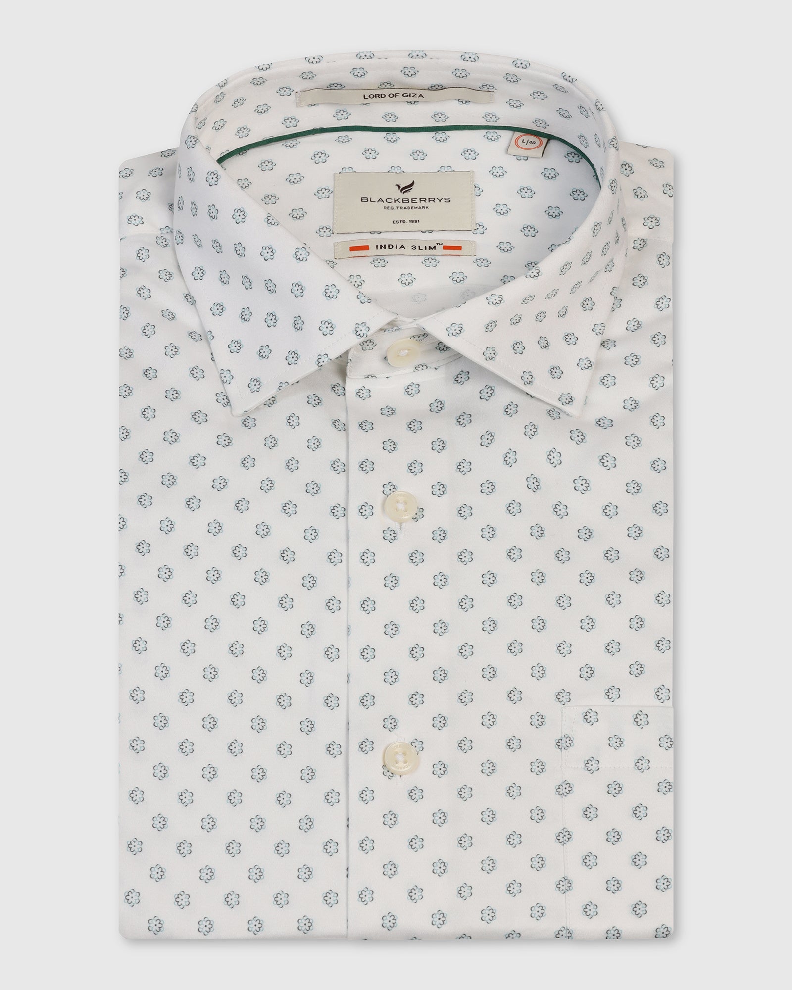 Formal White Printed Shirt - Title