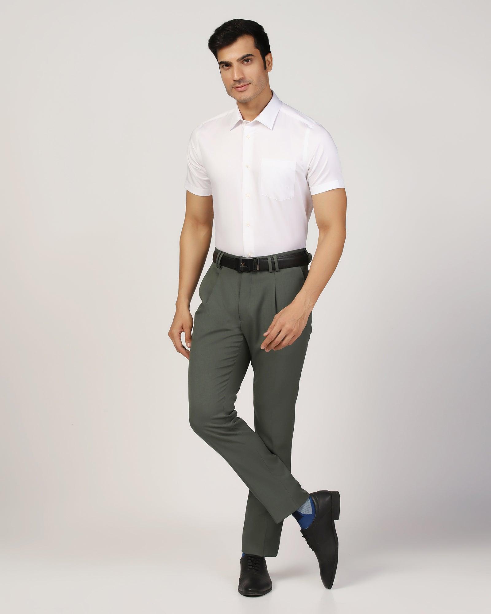 Formal Half Sleeve White Solid Shirt - Matiz - Blackberrys