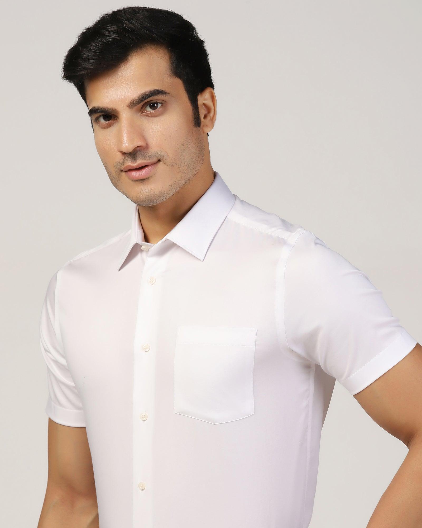Formal Half Sleeve White Solid Shirt - Matiz - Blackberrys