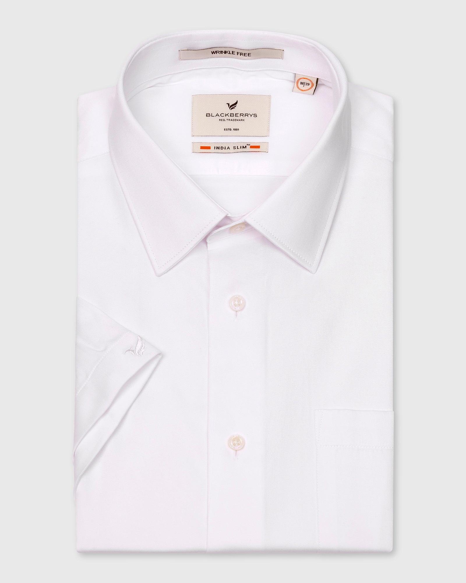 Formal Half Sleeve White Solid Shirt - Matiz - Blackberrys