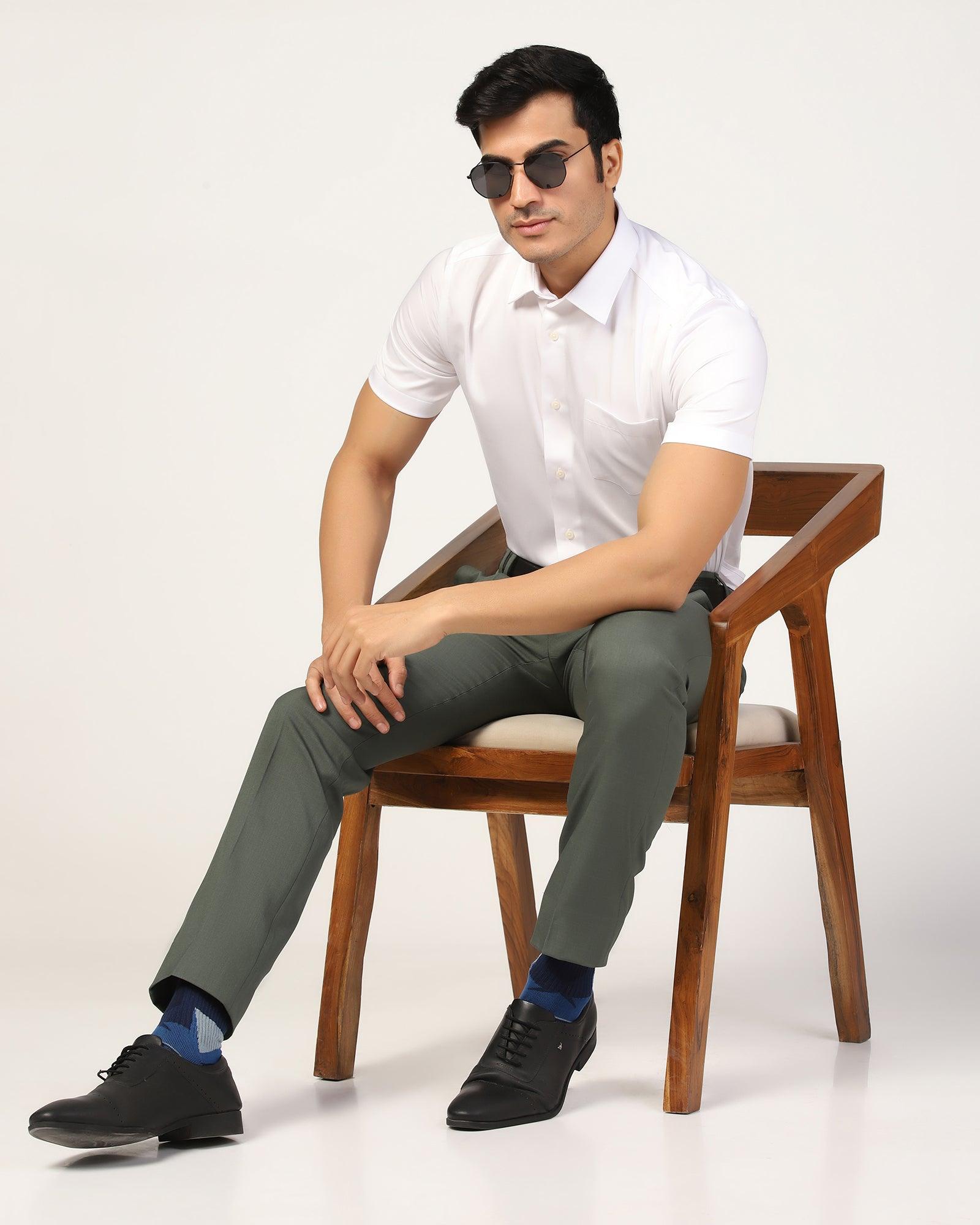 Formal Half Sleeve White Solid Shirt - Matiz - Blackberrys