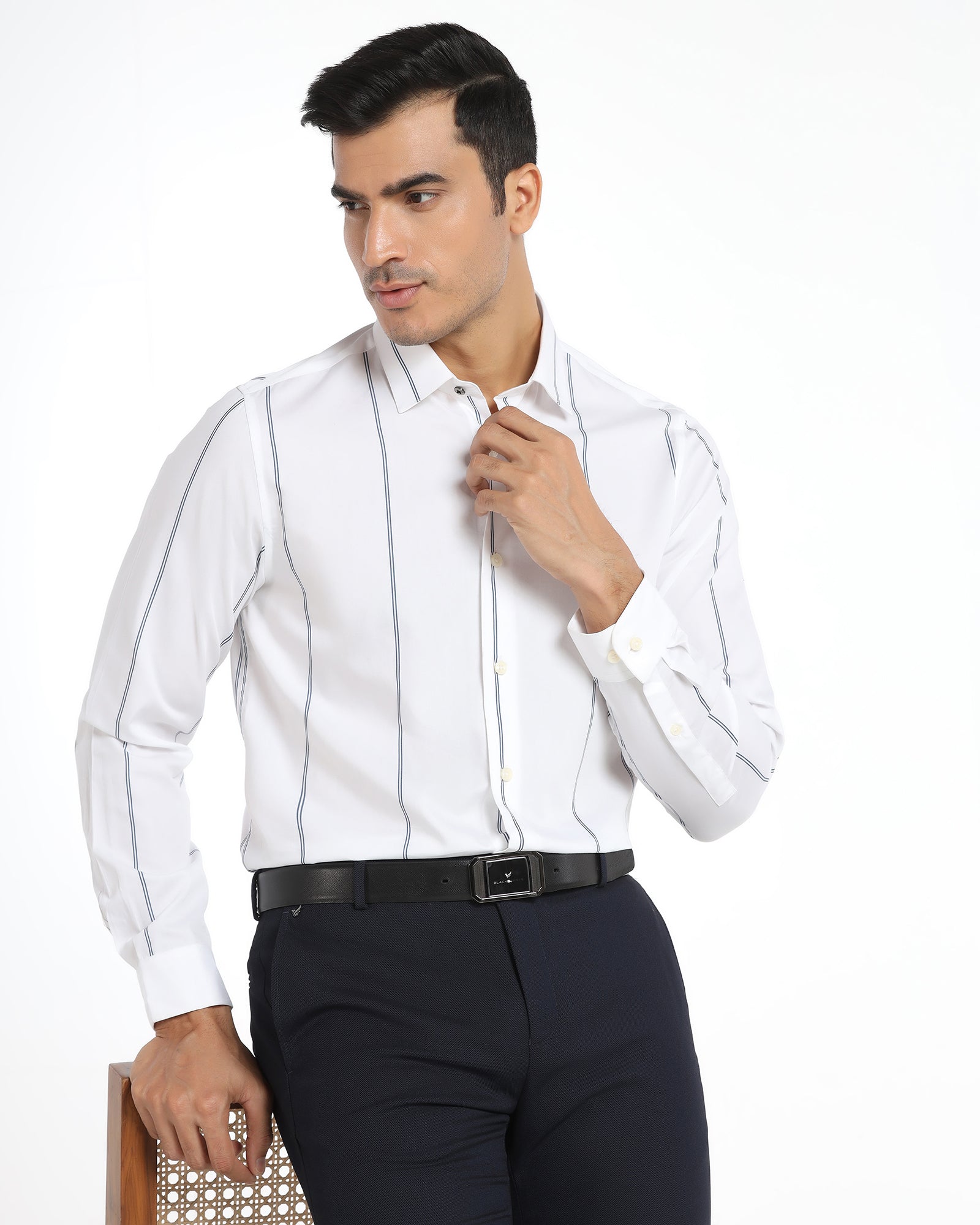 Formal White Stripe Shirt - Swing