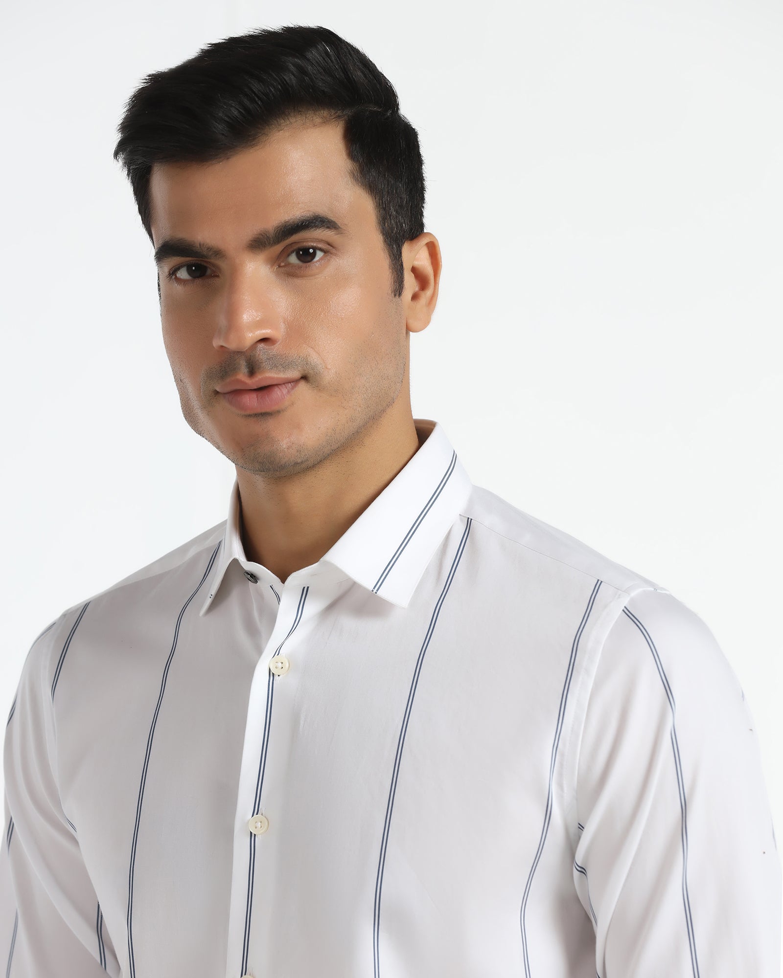 Formal White Stripe Shirt - Swing