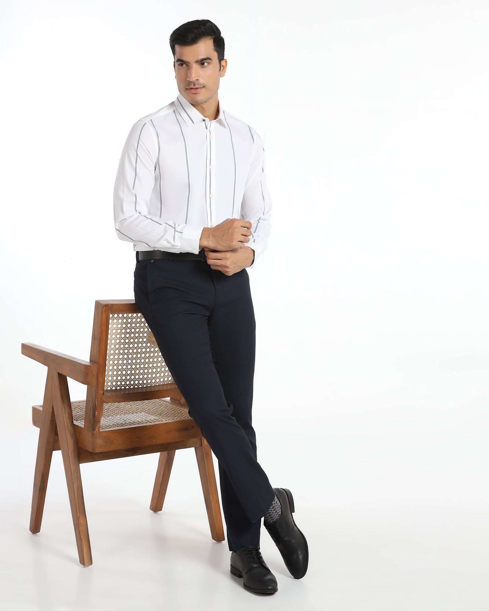 Formal White Stripe Shirt - Swing