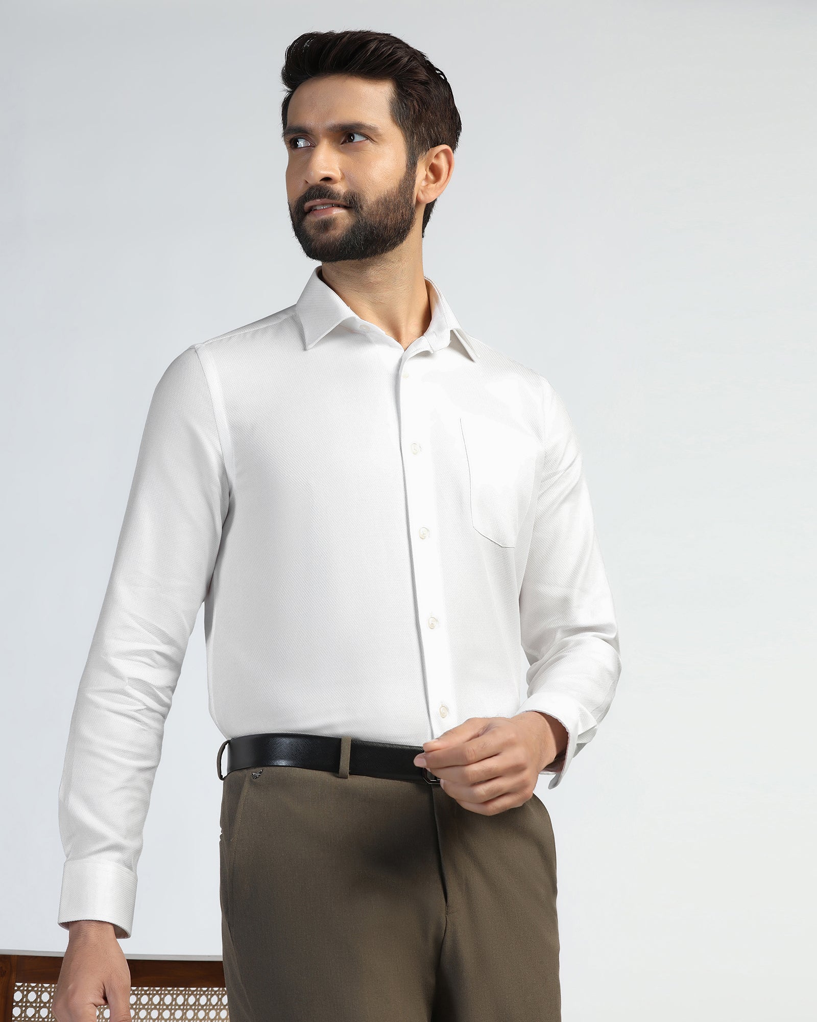 Formal White Textured Shirt - Evolve