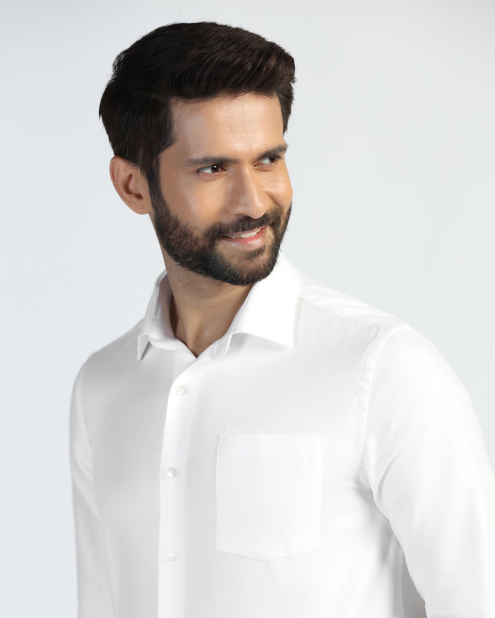 Formal White Textured Shirt - Evolve