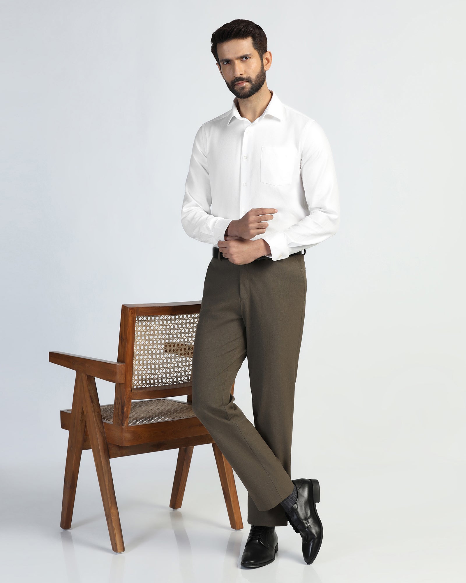 Formal White Textured Shirt - Evolve