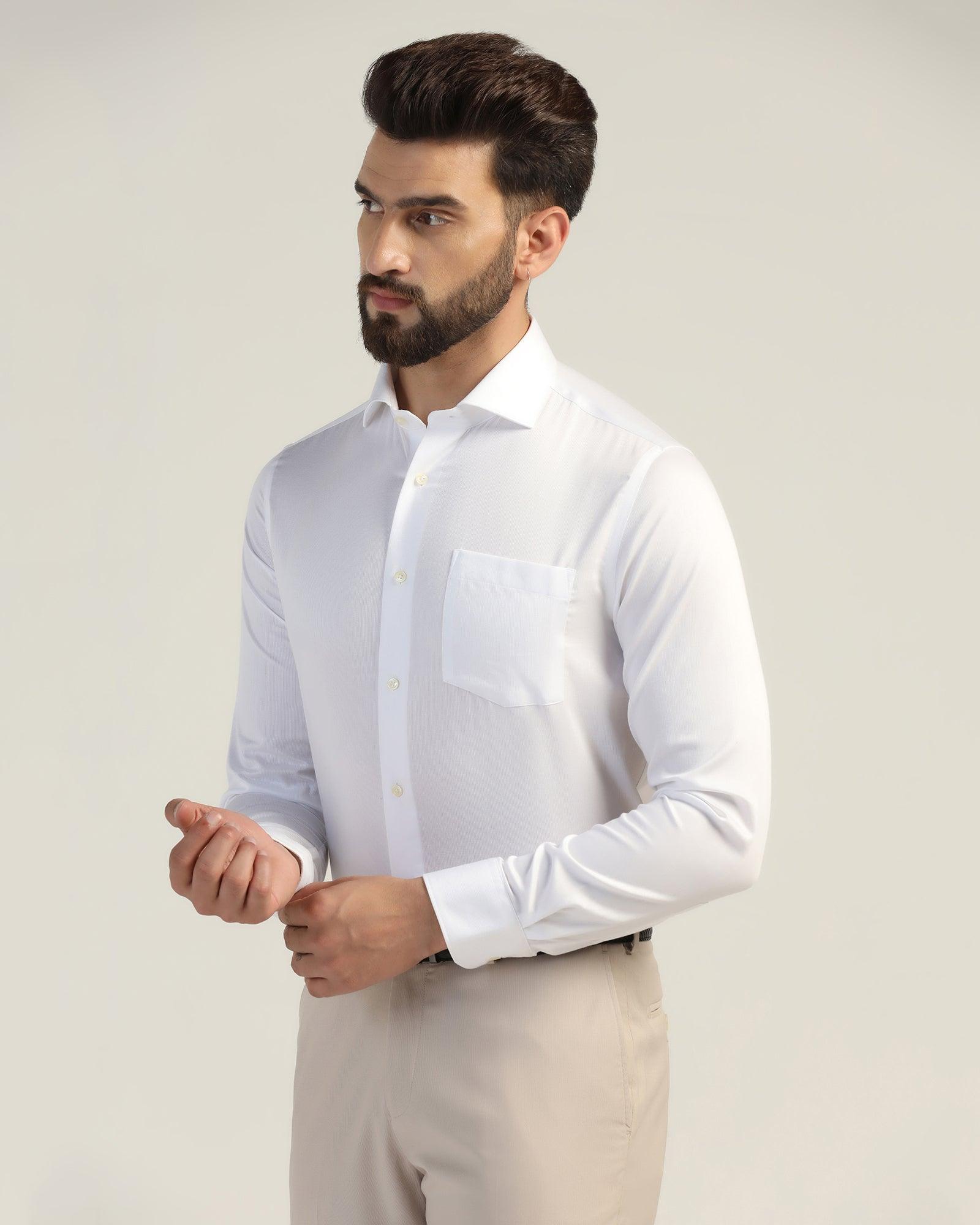 Formal Super White Textured Shirt - Hemp