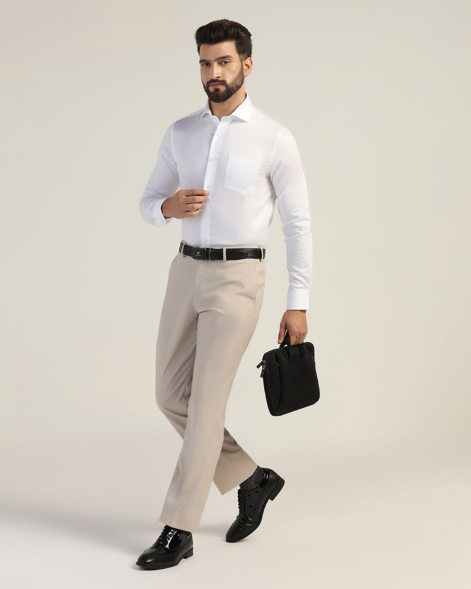 Formal Super White Textured Shirt - Hemp