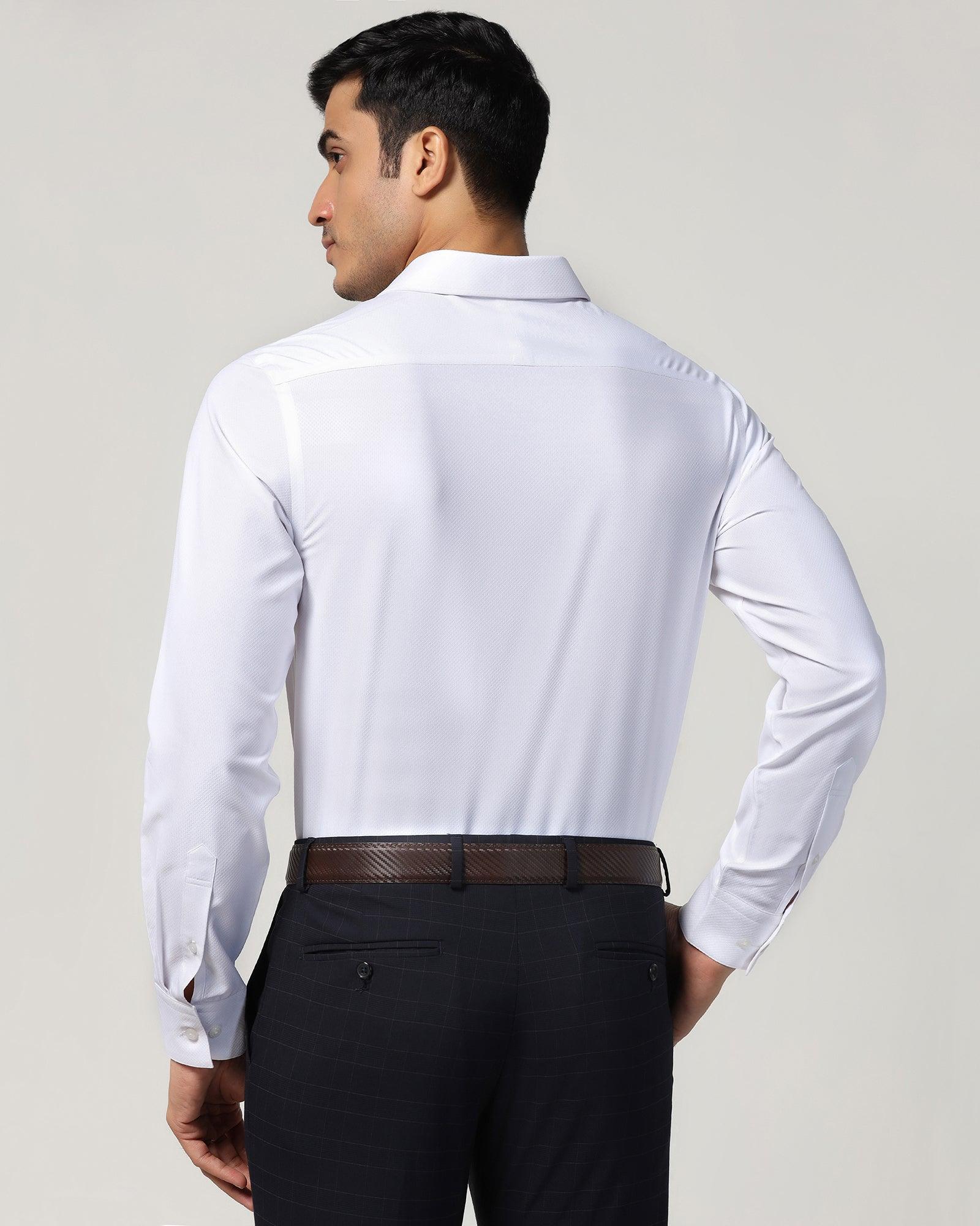 Non Iron Formal White Textured Shirt - Ivy