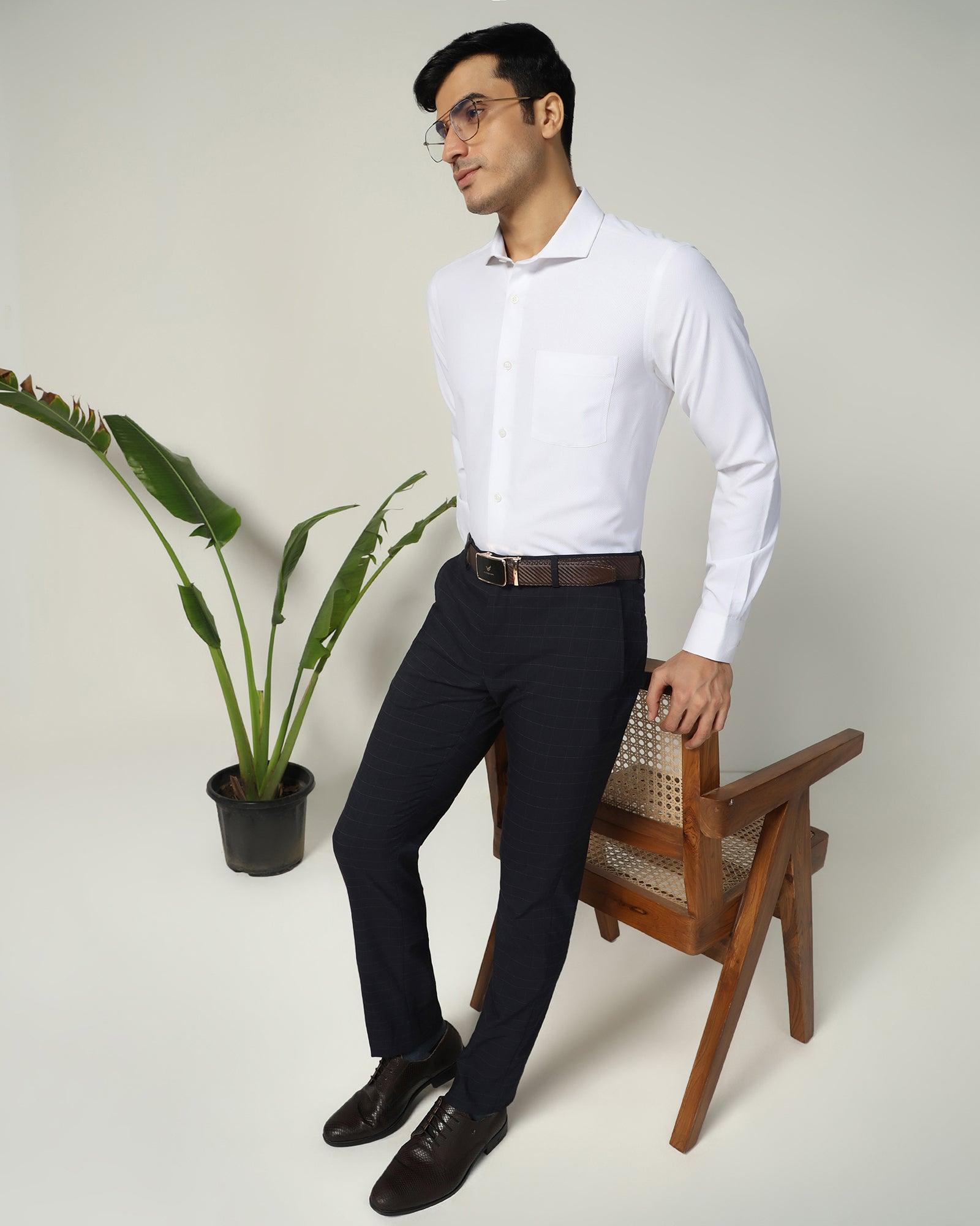 Non Iron Formal White Textured Shirt - Ivy