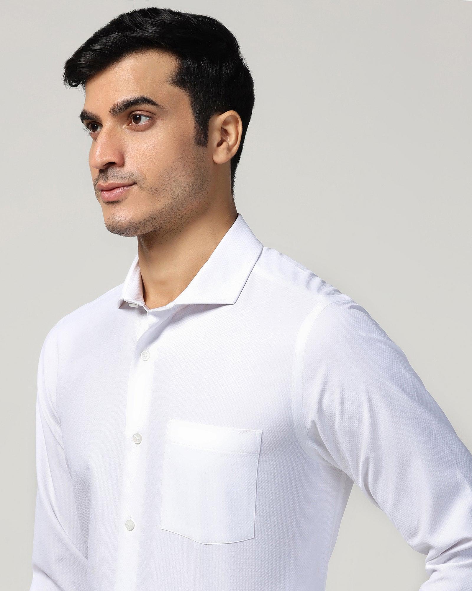 Non Iron Formal White Textured Shirt - Ivy