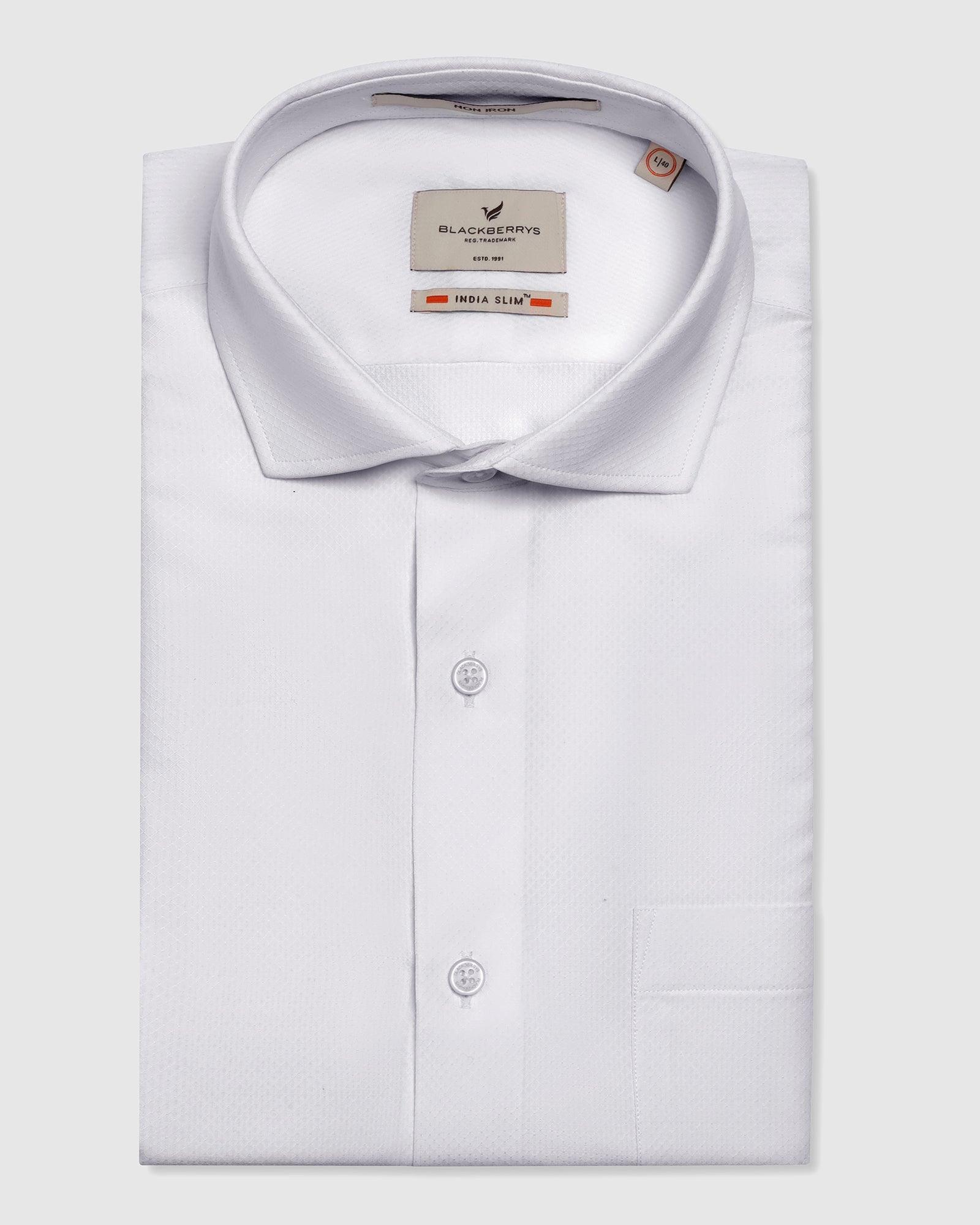 Non Iron Formal White Textured Shirt - Ivy