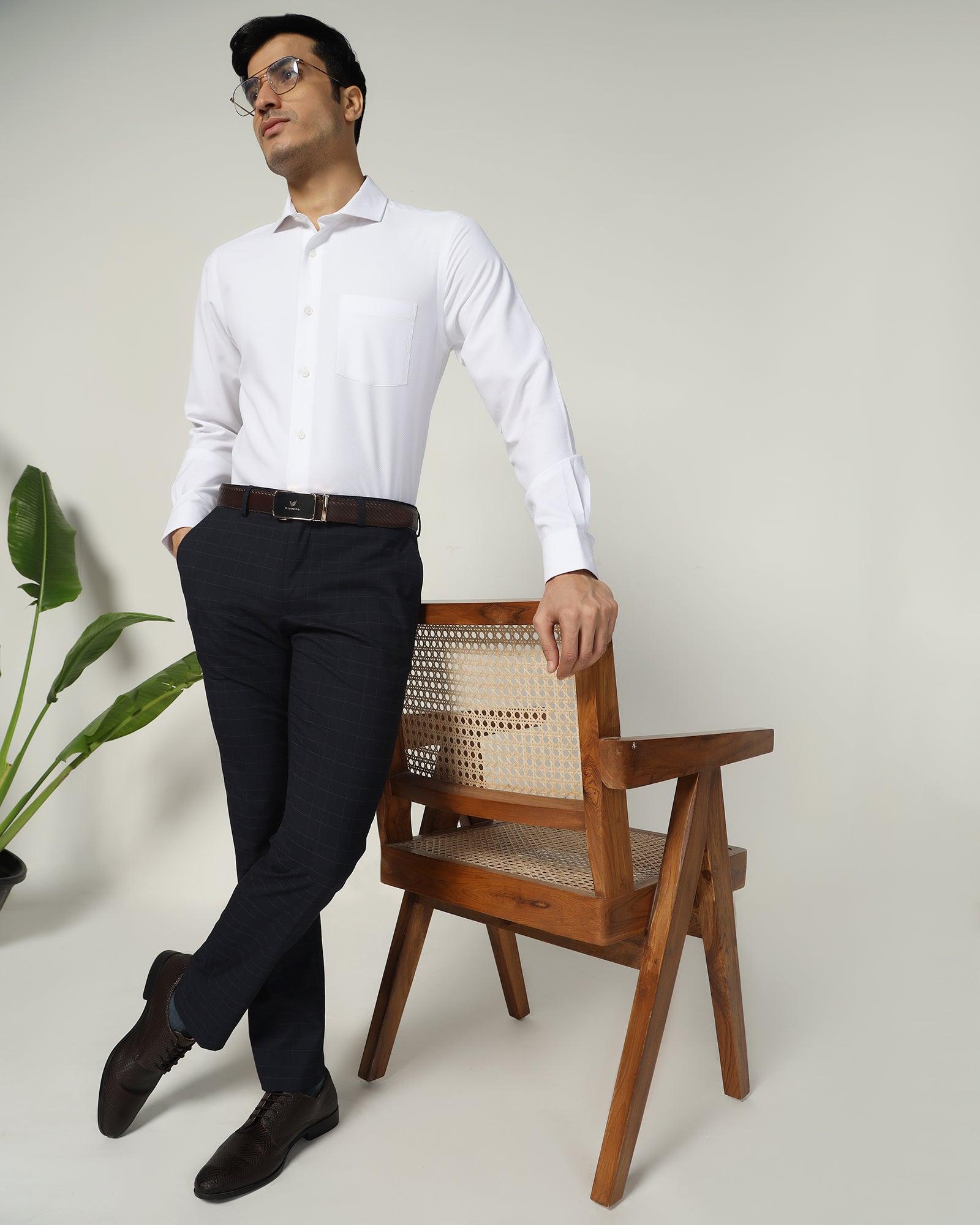 Non Iron Formal White Textured Shirt - Ivy