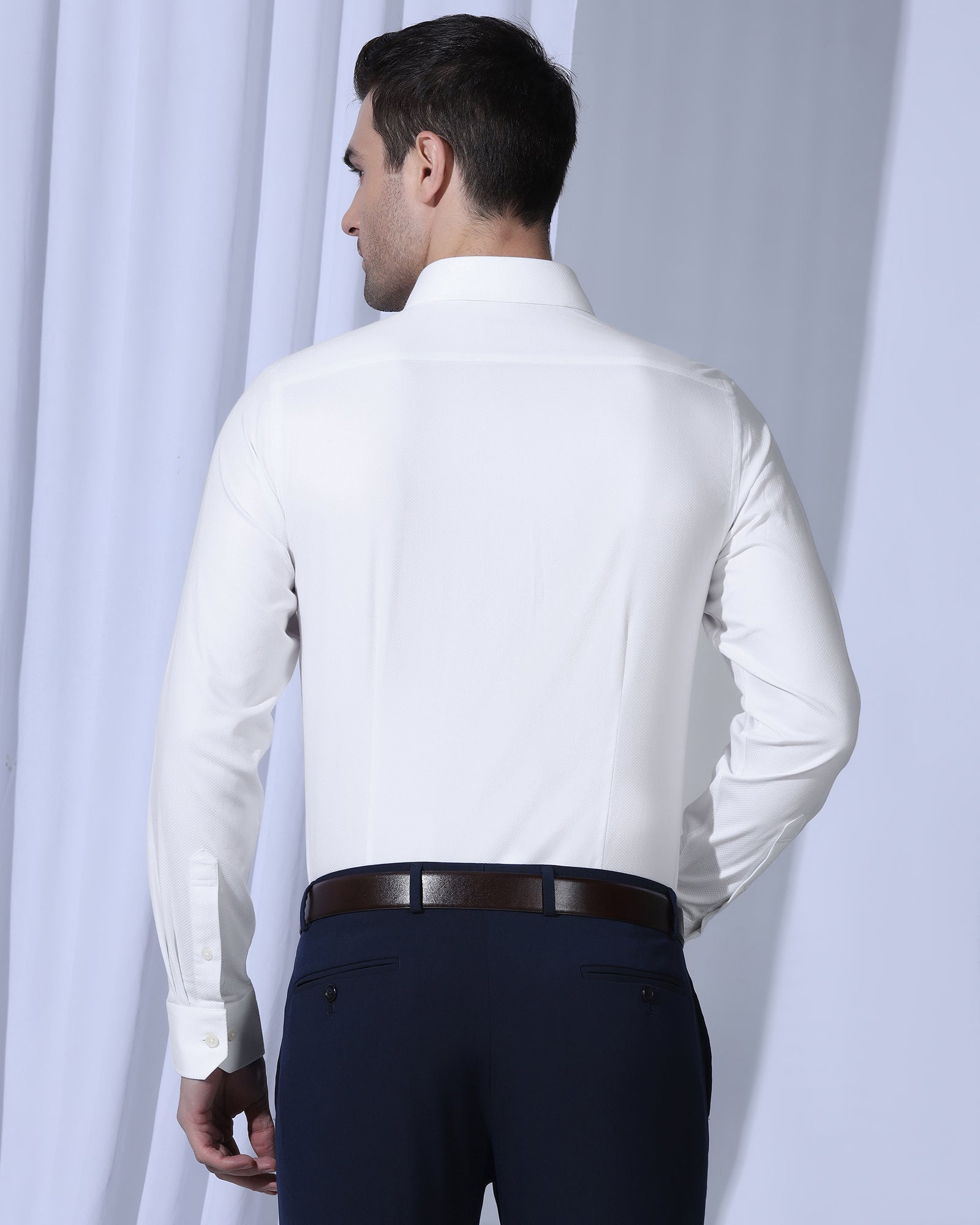 Formal White Textured Shirt - Noir